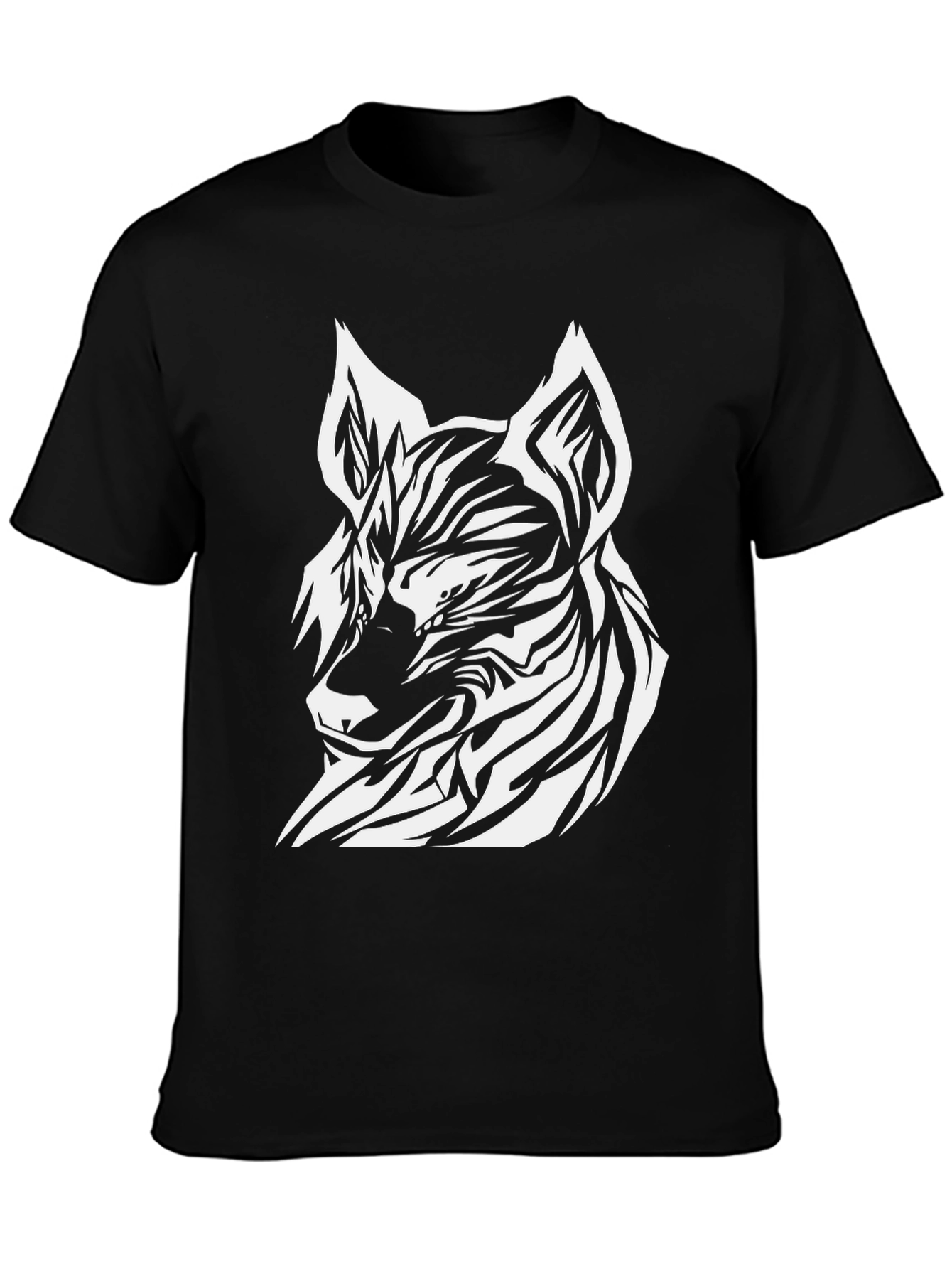 Striking Wolf Graphic Tee - Black Cotton Blend