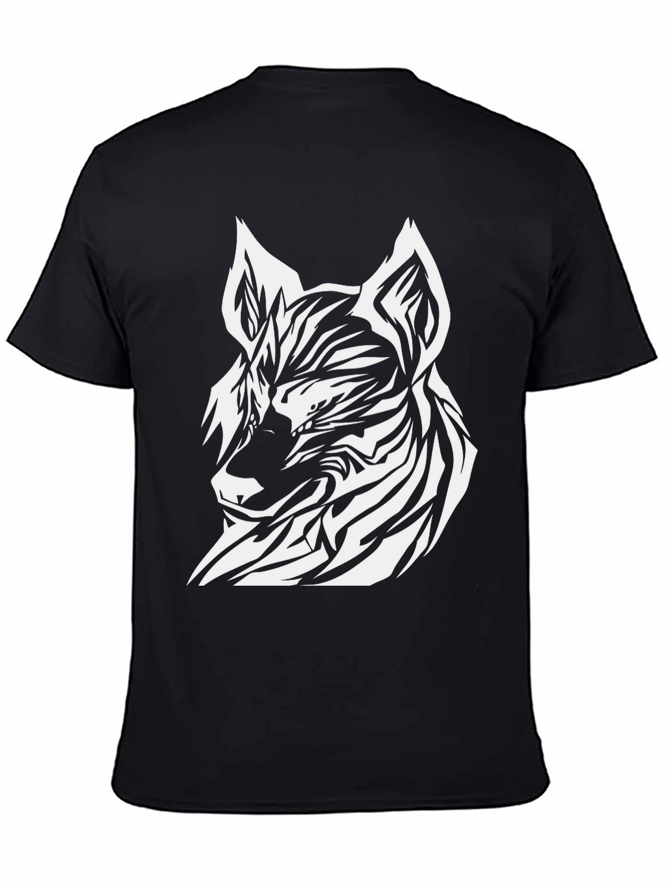 Striking Wolf Graphic Tee - Black Cotton Blend
