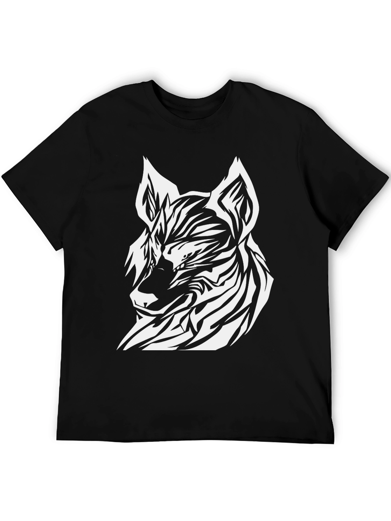 Striking Wolf Graphic Tee - Black Cotton Blend
