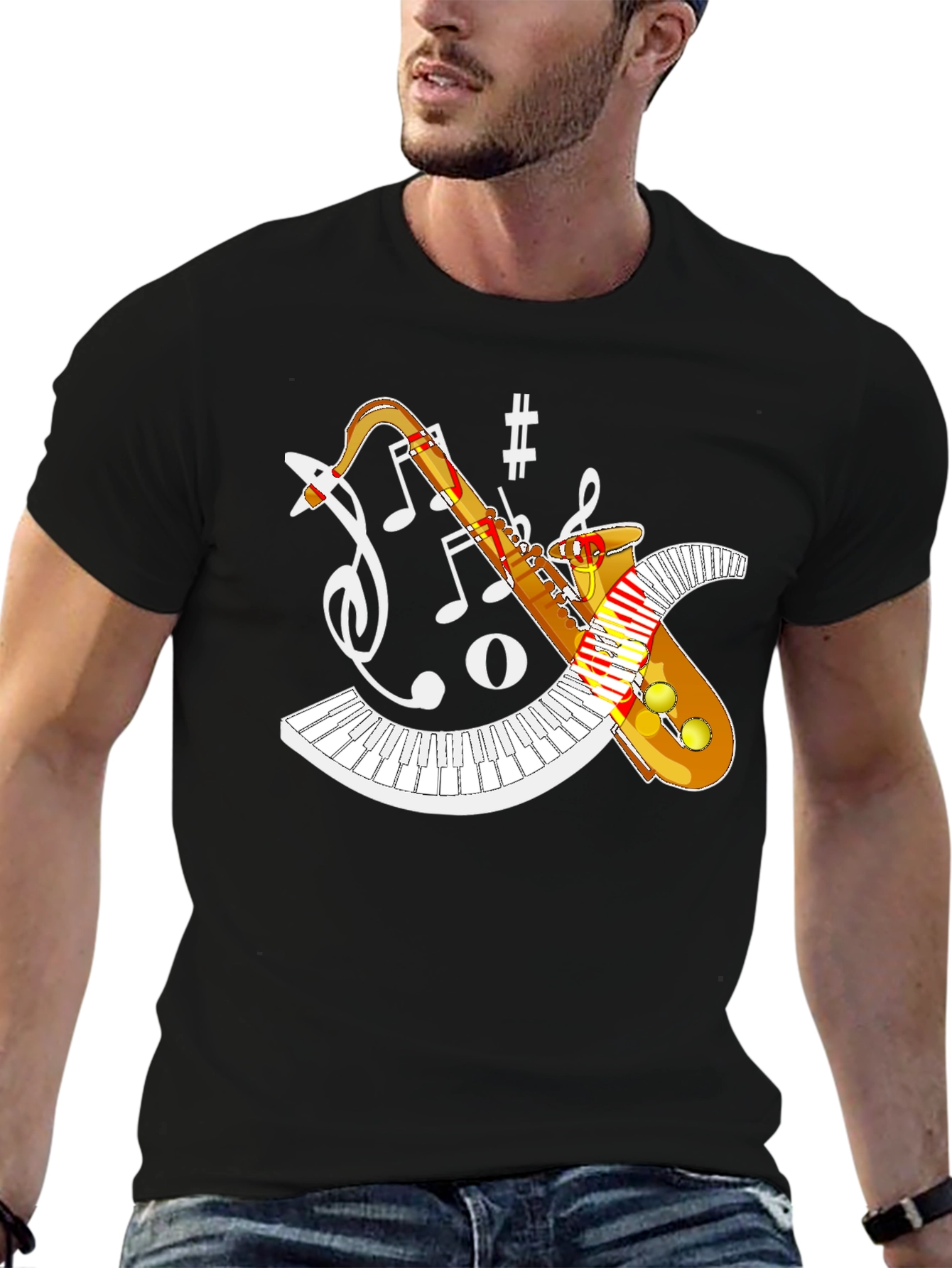 Saxophone Music T-Shirt - Jazz Band Design