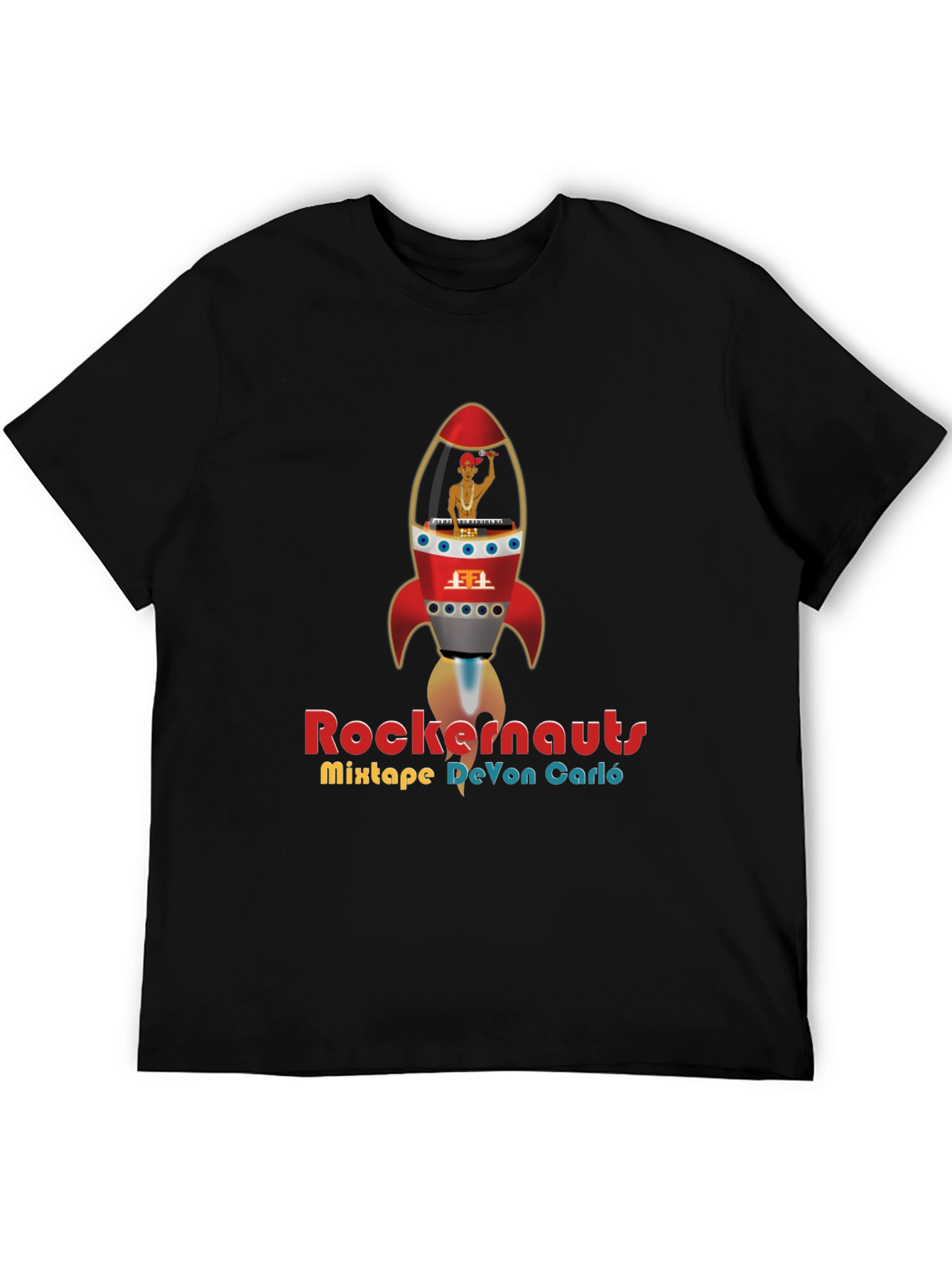 Rockernauts Mixtape T-Shirt - Retro Rocket DJ