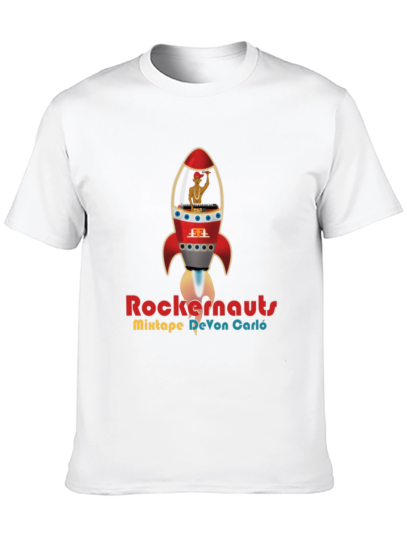 Rockernauts Mixtape T-Shirt - Retro Rocket DJ