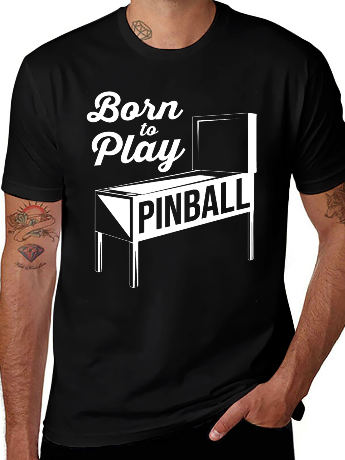 Born to Play Pinball Black Graphic Tee