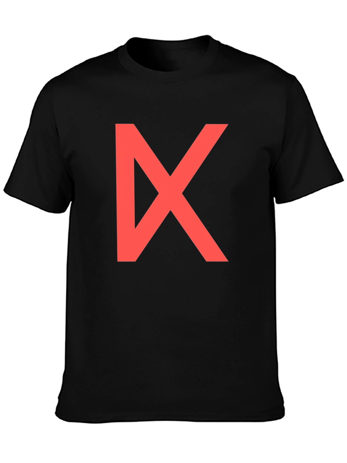 Bold Red Geometric Graphic Print Black T-Shirt
