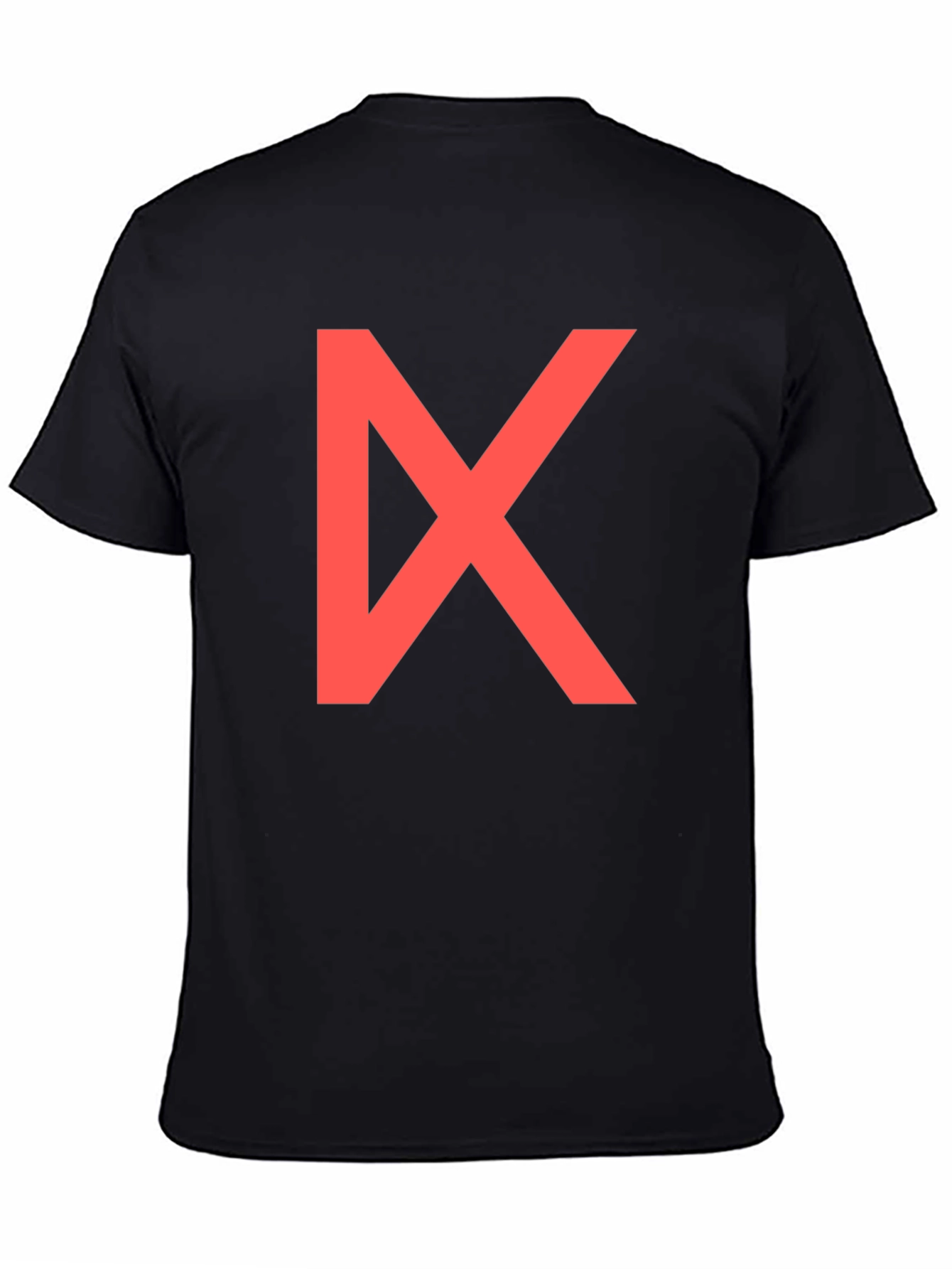 Bold Red Geometric Graphic Print Black T-Shirt
