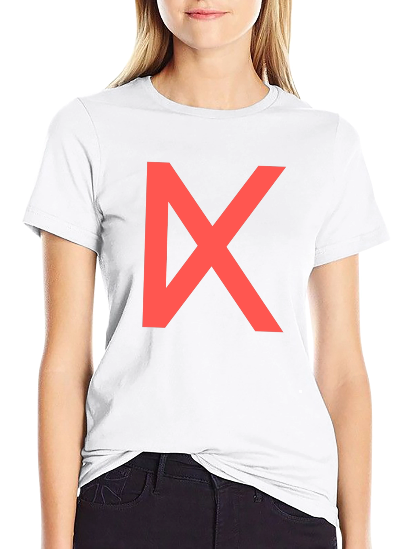 Bold Red Geometric Graphic Print Black T-Shirt