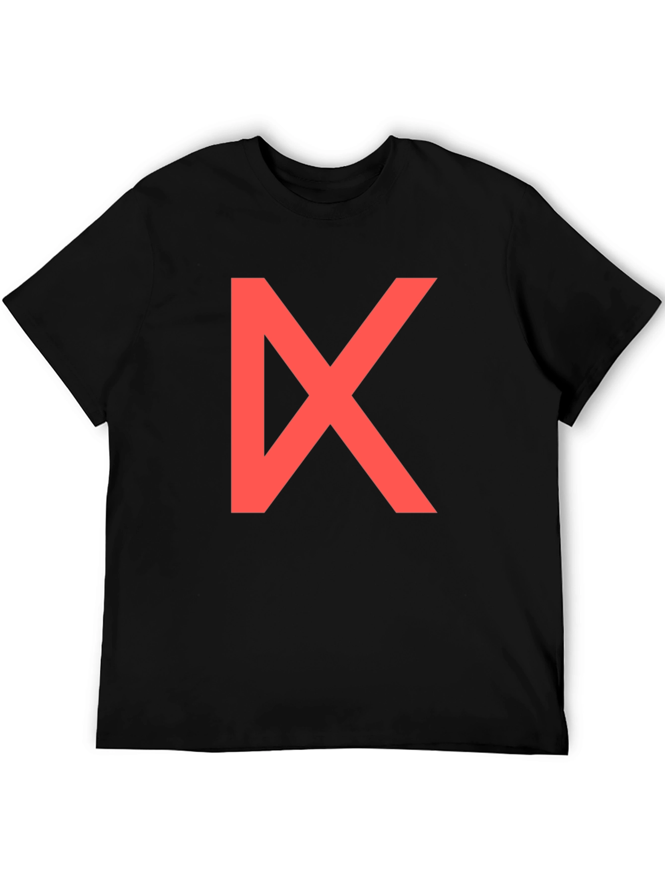 Bold Red Geometric Graphic Print Black T-Shirt