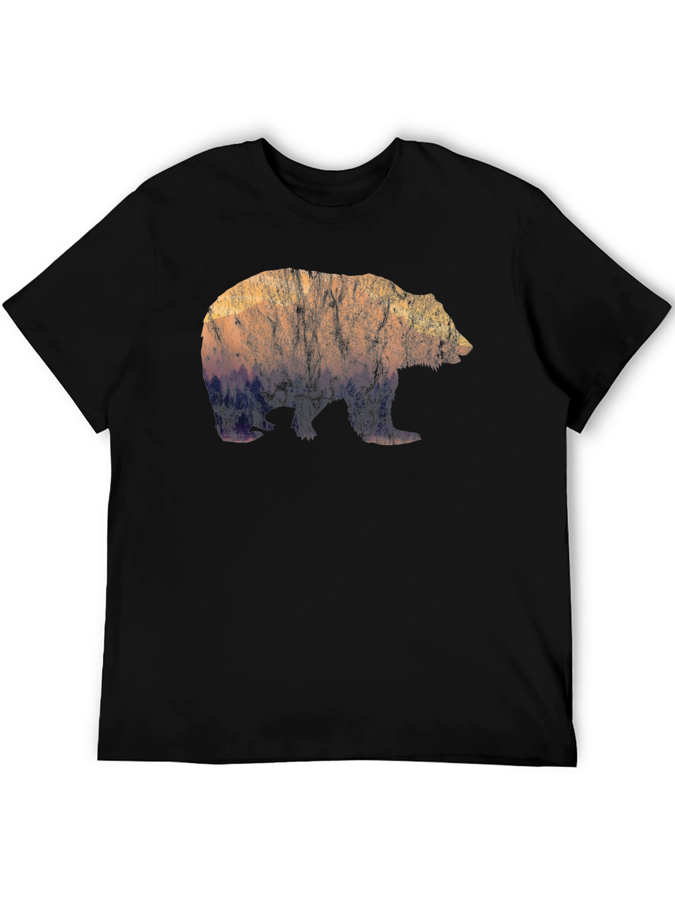 Nature Bear Graphic Tee - Black Cotton Blend
