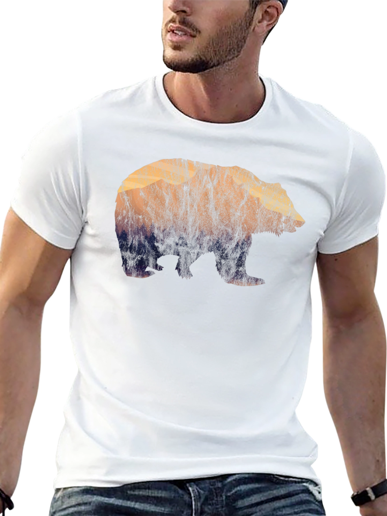 Nature Bear Graphic Tee - Black Cotton Blend