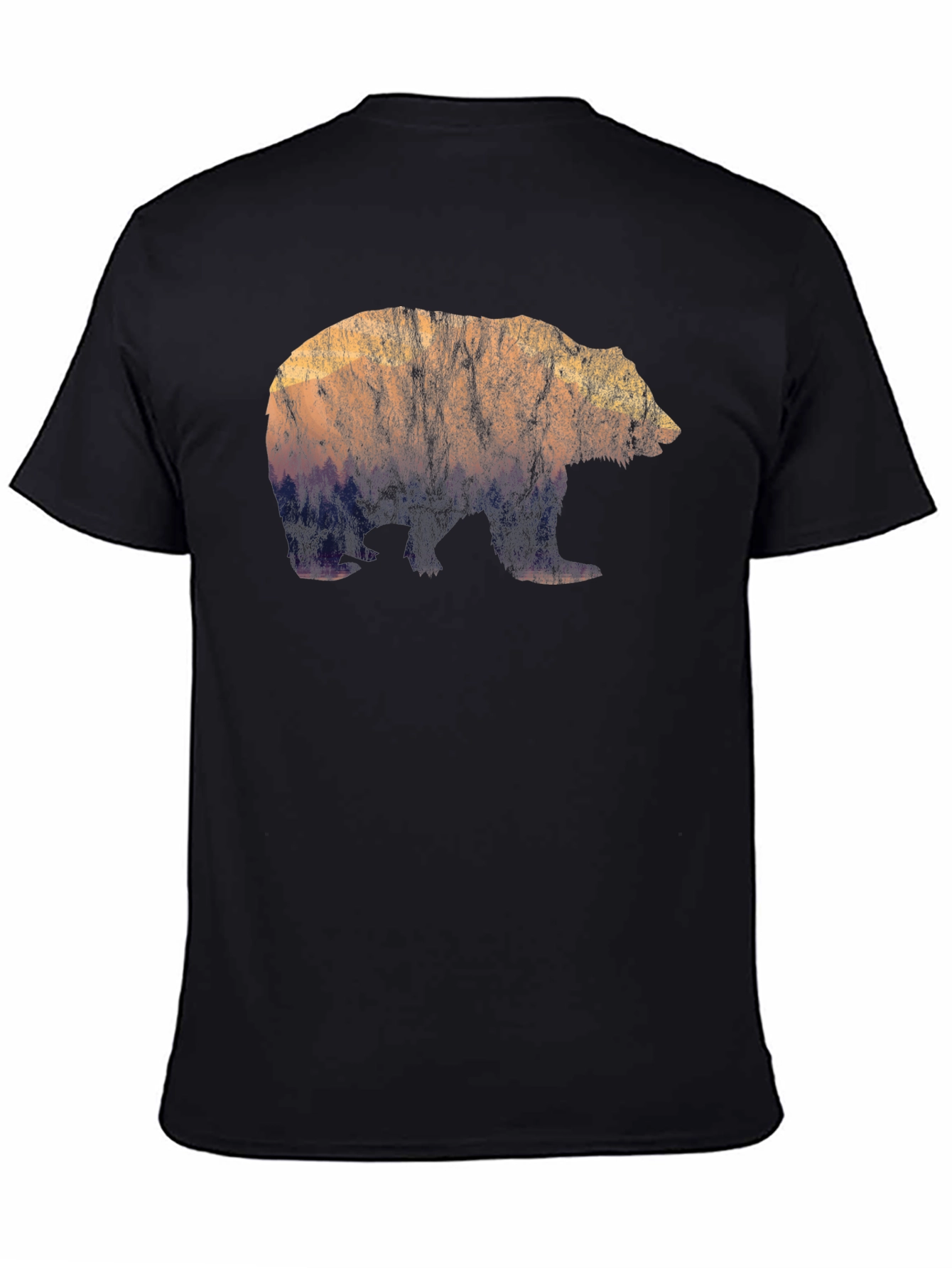Nature Bear Graphic Tee - Black Cotton Blend