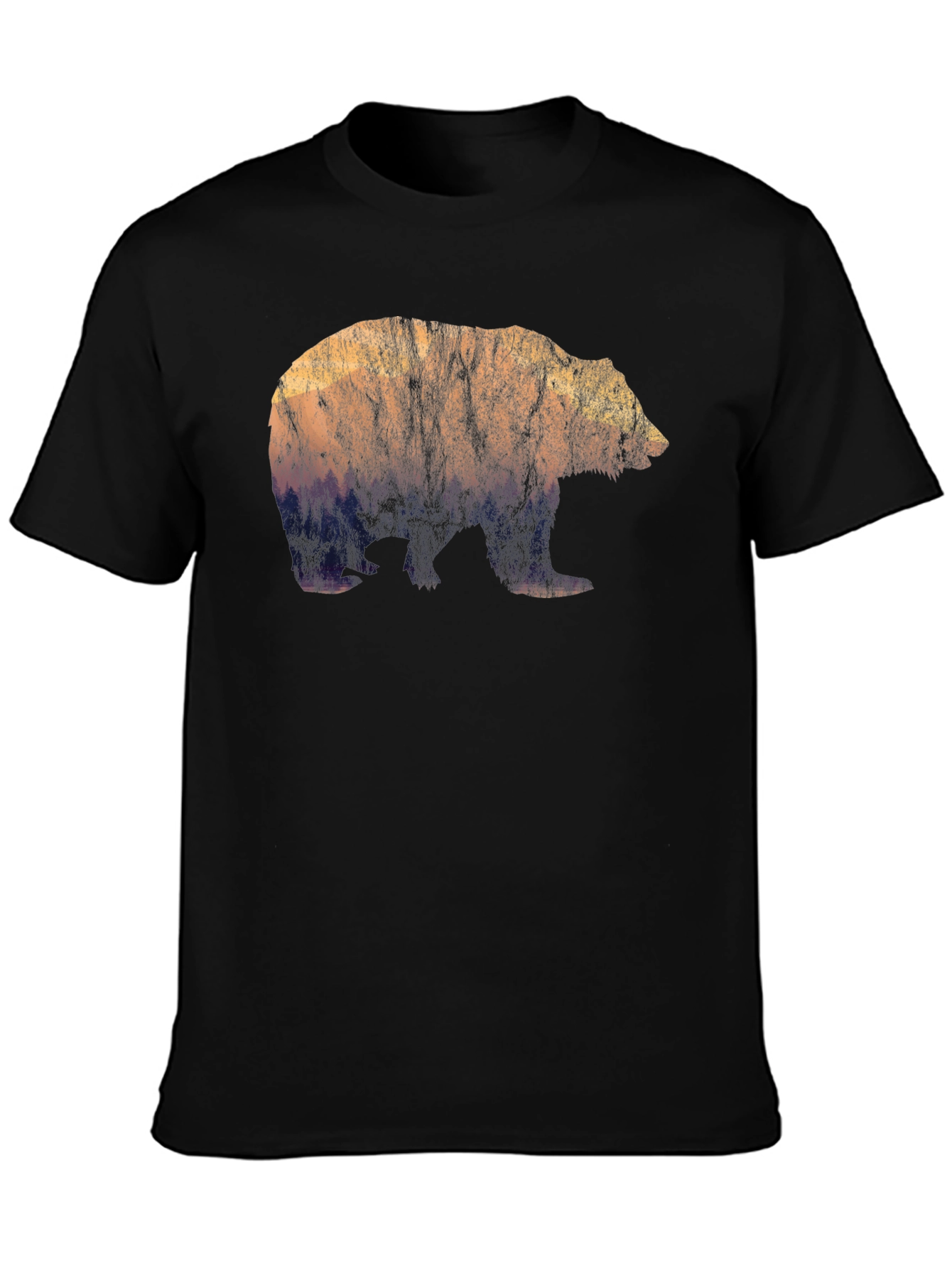 Nature Bear Graphic Tee - Black Cotton Blend
