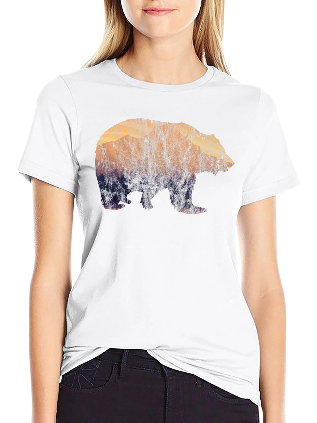 Nature Bear Graphic Tee - Black Cotton Blend