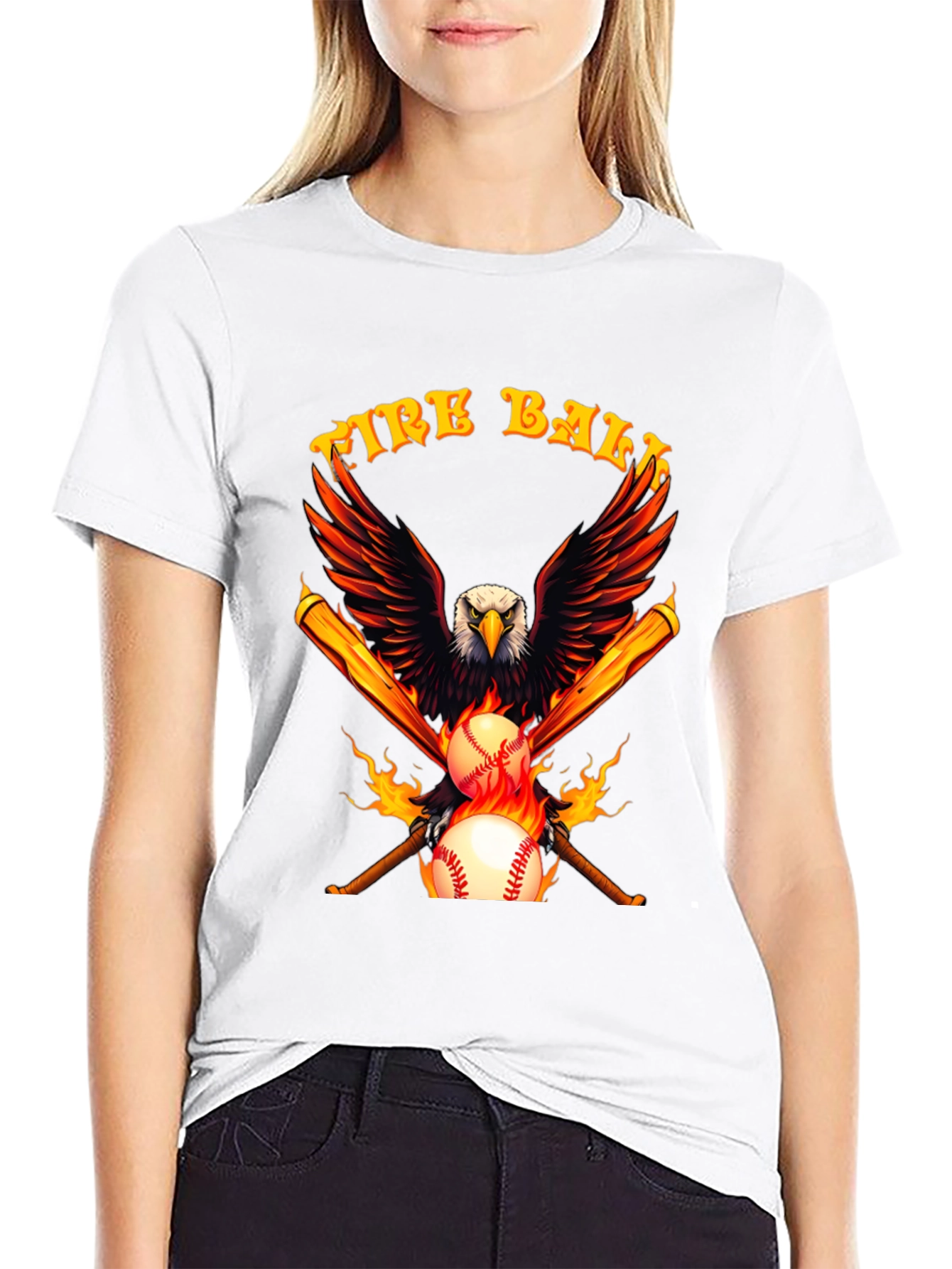 Fire Ball Eagle Baseball Bats T-Shirt