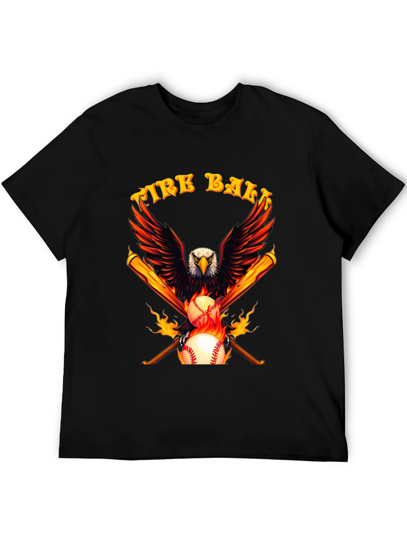 Fire Ball Eagle Baseball Bats T-Shirt