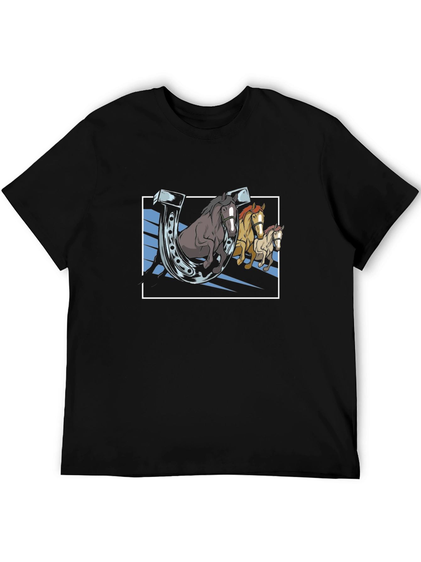 Lucky Horseshoes Graphic Tee - Black Cotton