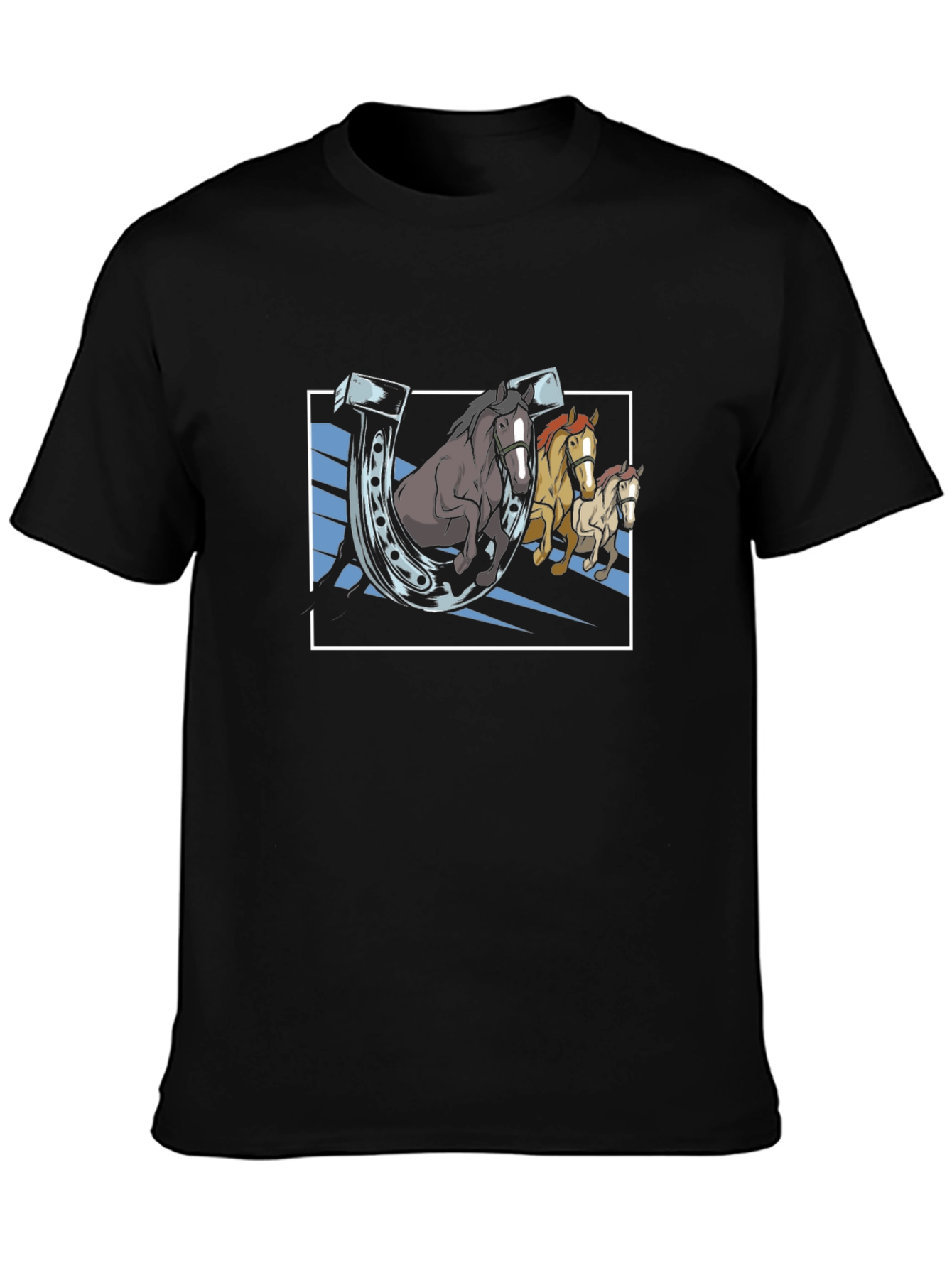 Lucky Horseshoes Graphic Tee - Black Cotton