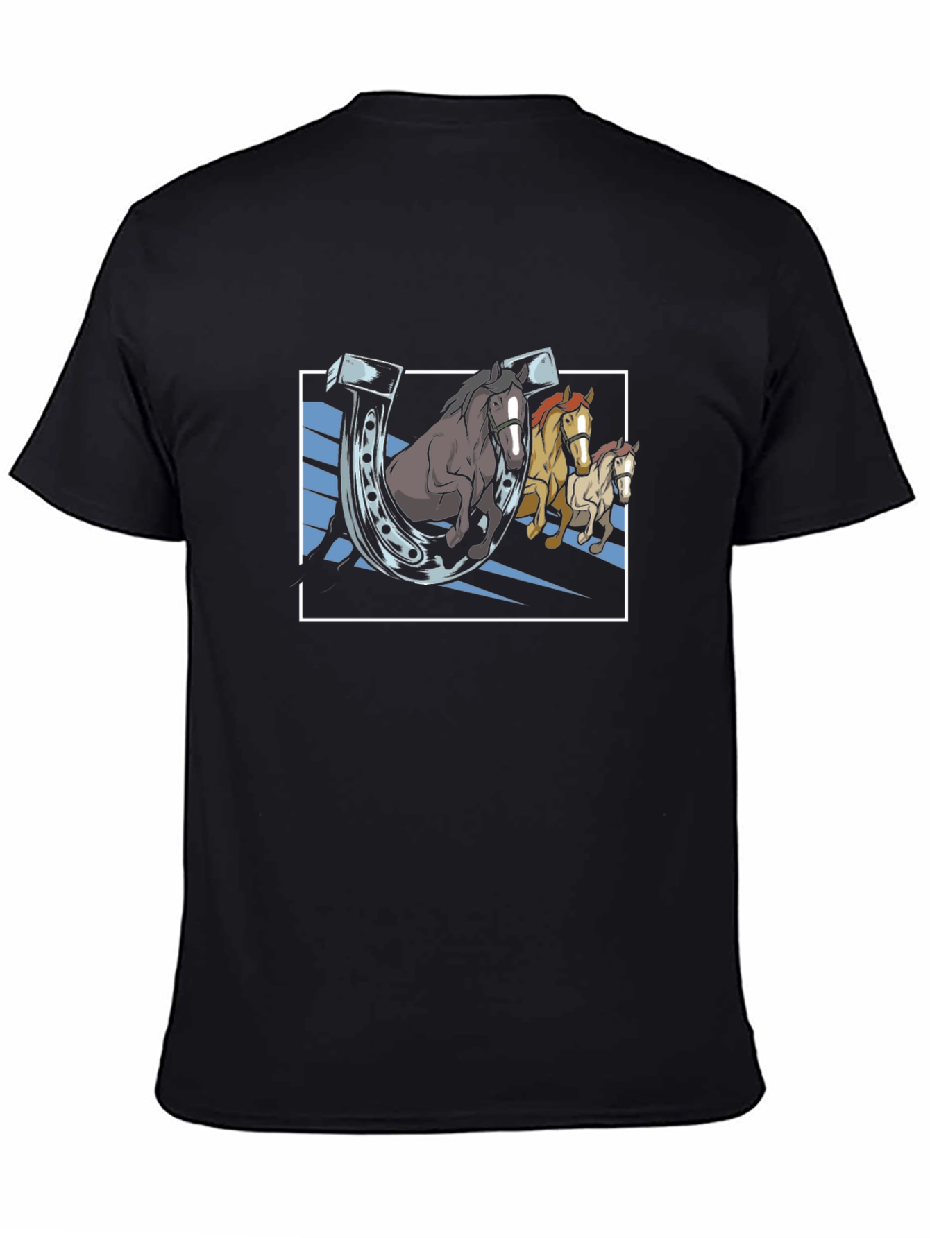 Lucky Horseshoes Graphic Tee - Black Cotton