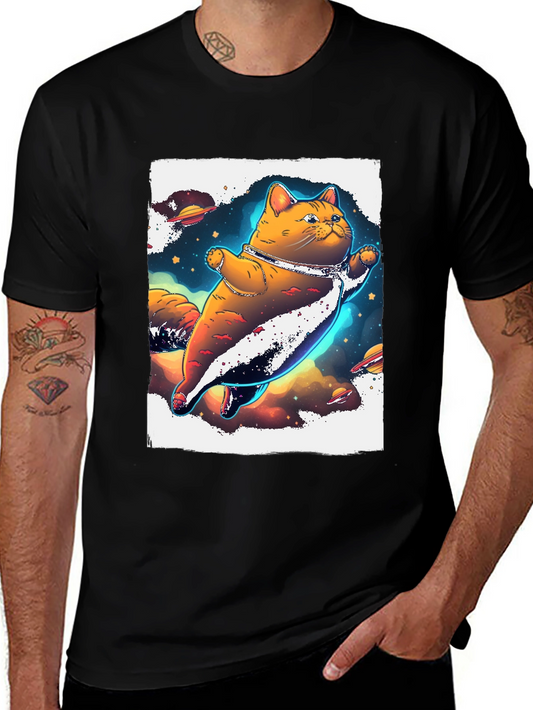 Space Cat T-Shirt - Black Unique Design