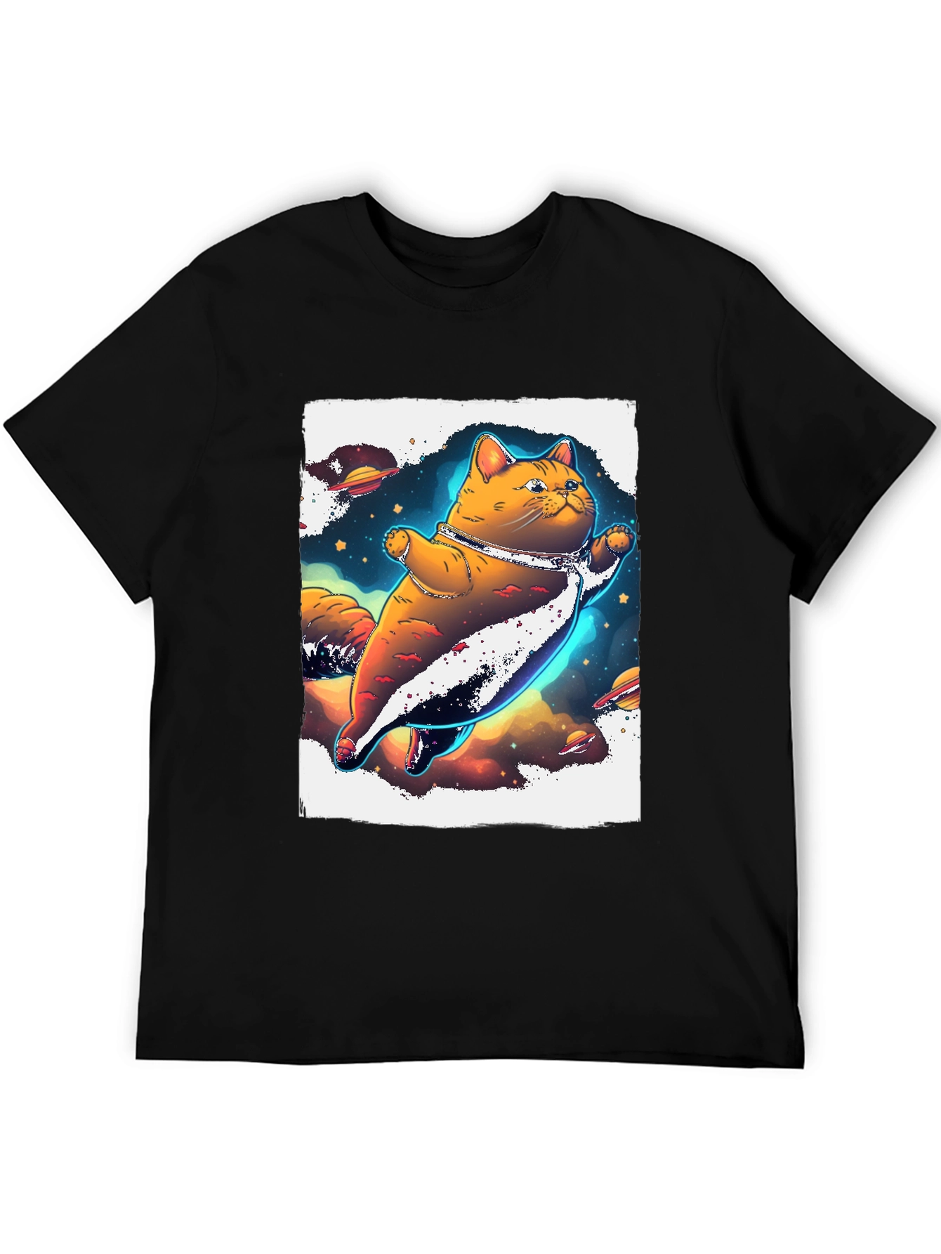 Space Cat T-Shirt - Black Unique Design