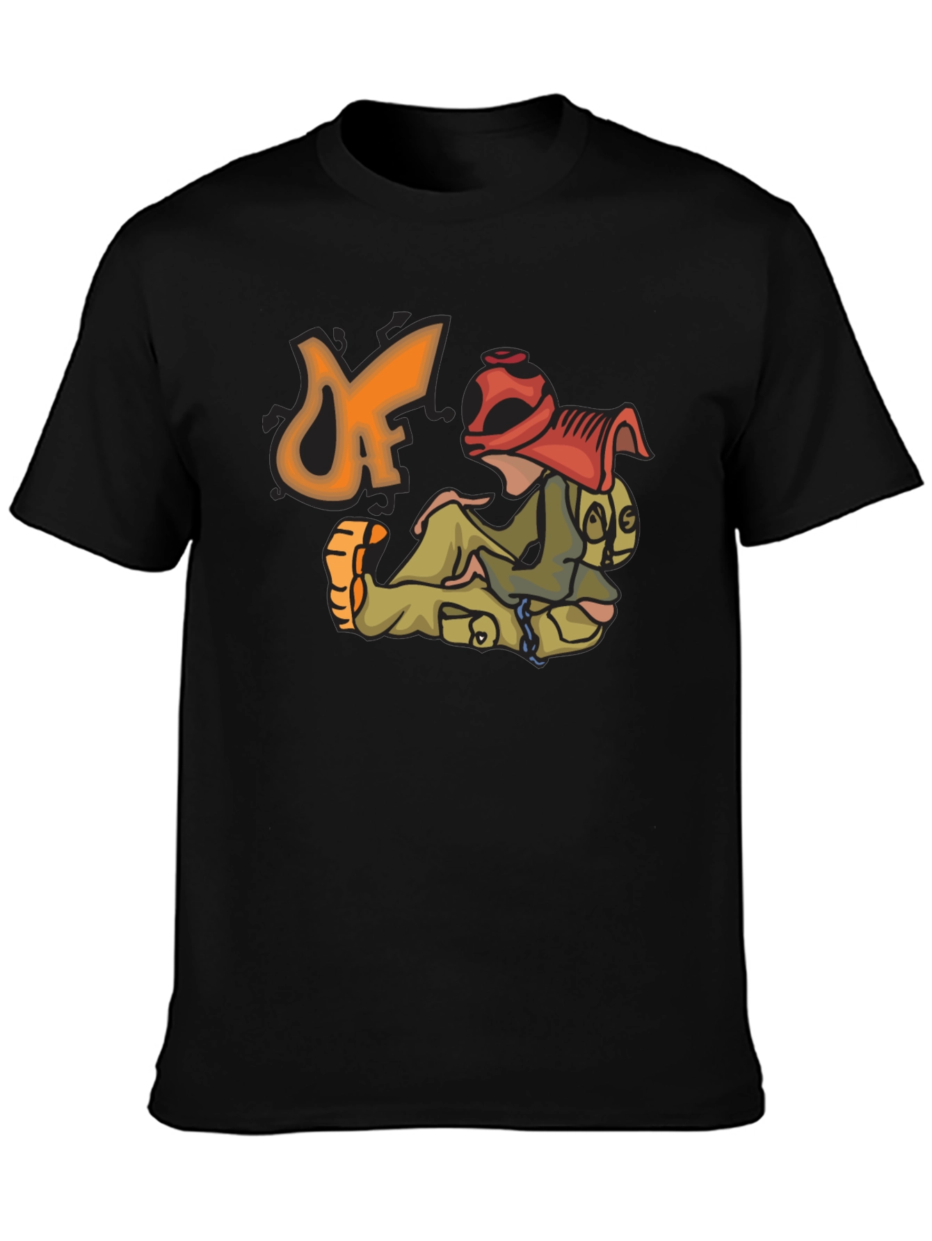 Unique Cartoon Graphic Black T-Shirt