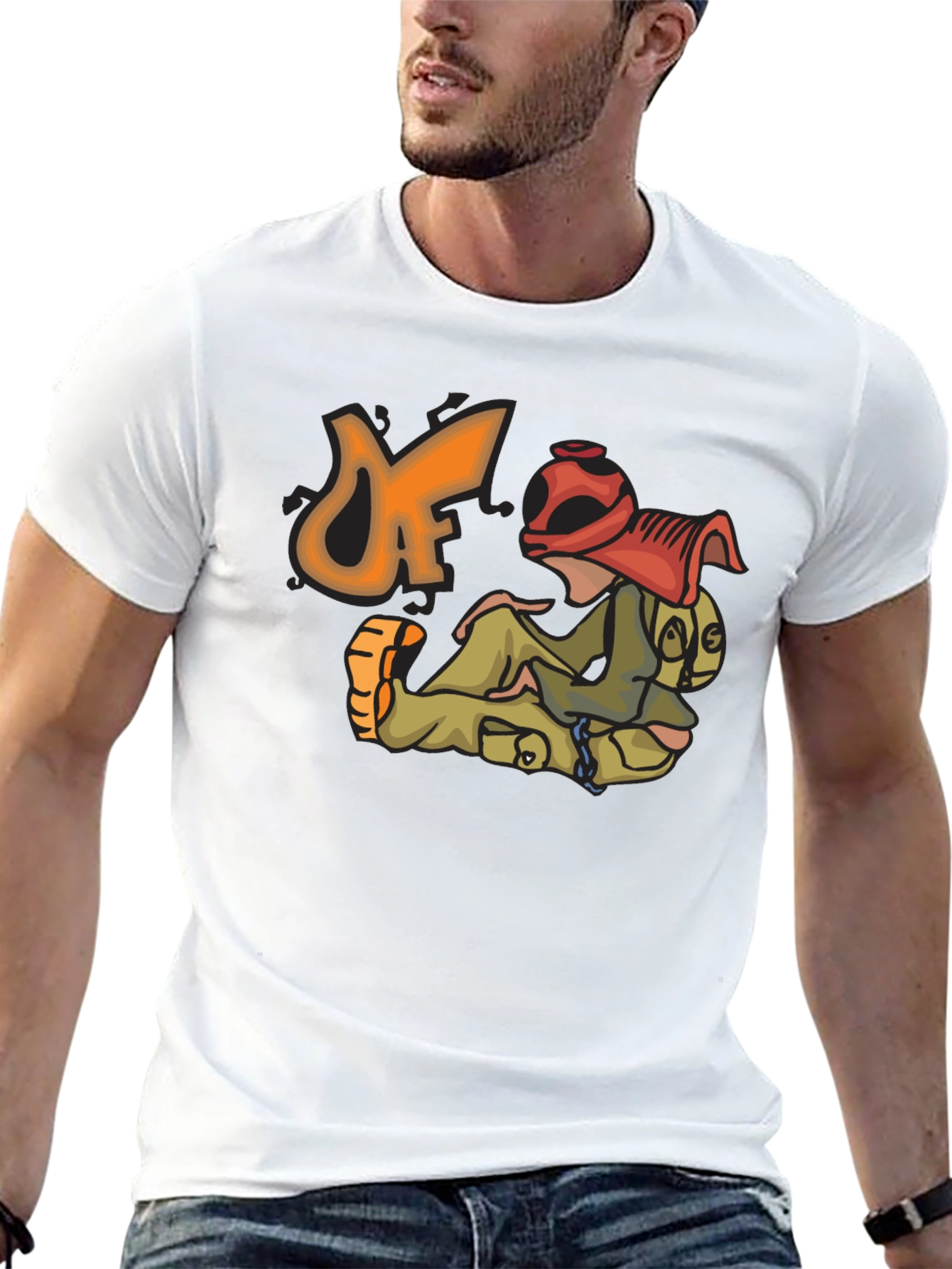 Unique Cartoon Graphic Black T-Shirt