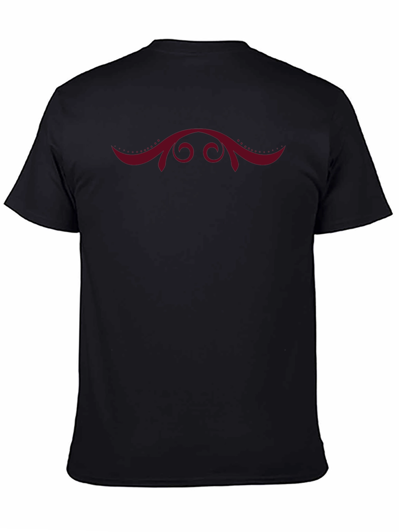Elegant Black Tee with Maroon Floral Design