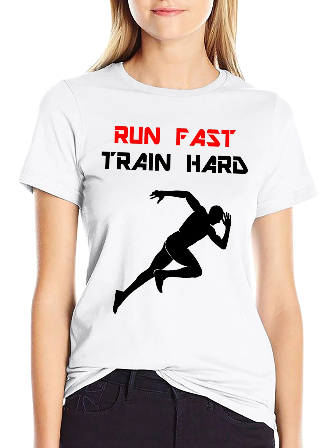 Run Fast Train Hard Black Graphic Tee