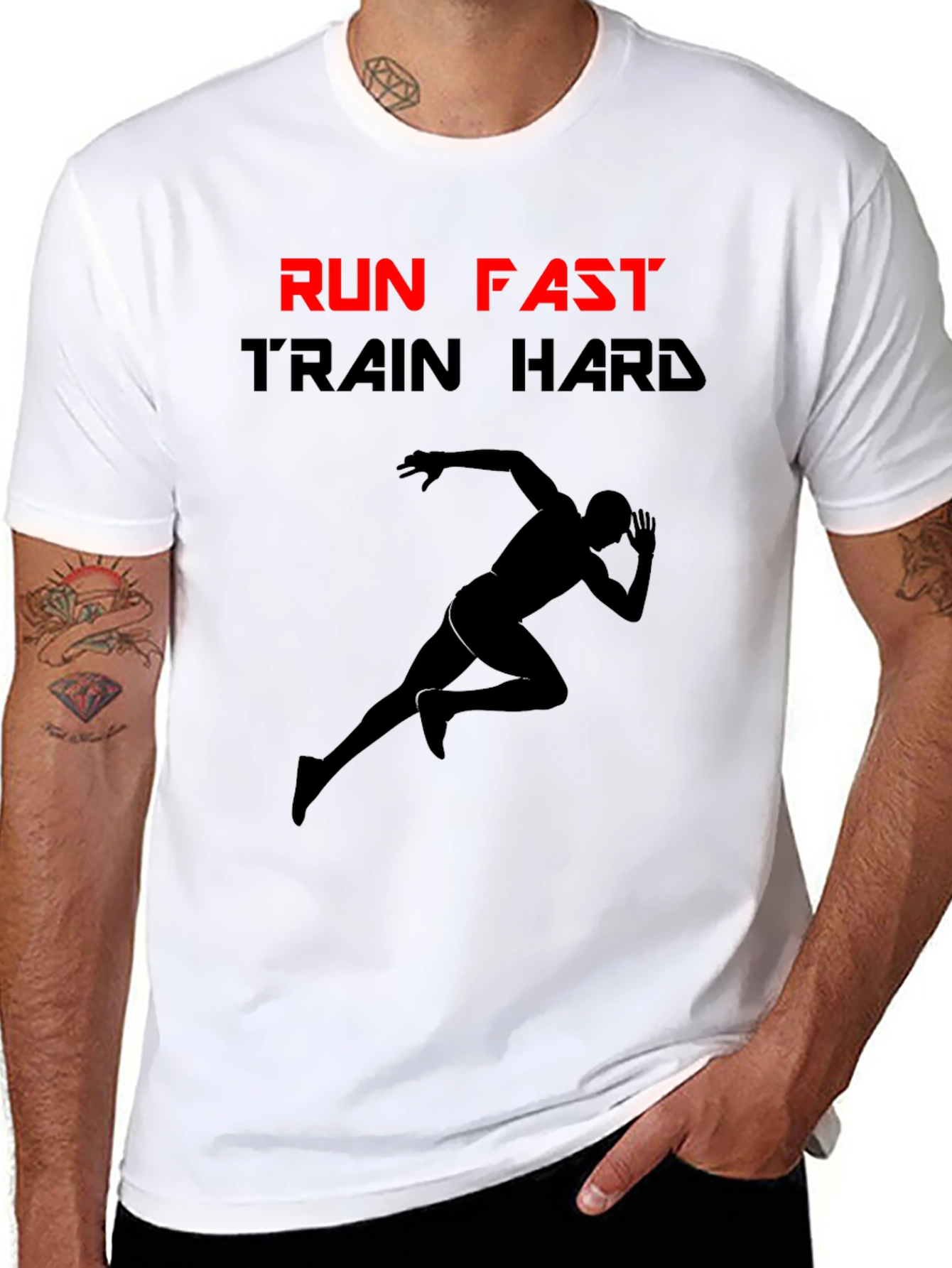 Run Fast Train Hard Black Graphic Tee