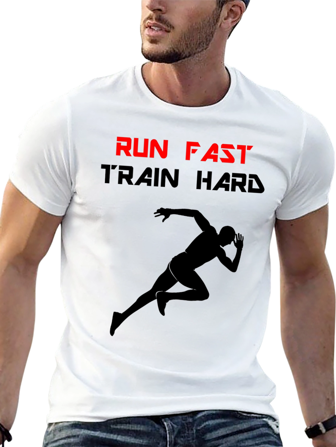 Run Fast Train Hard Black Graphic Tee