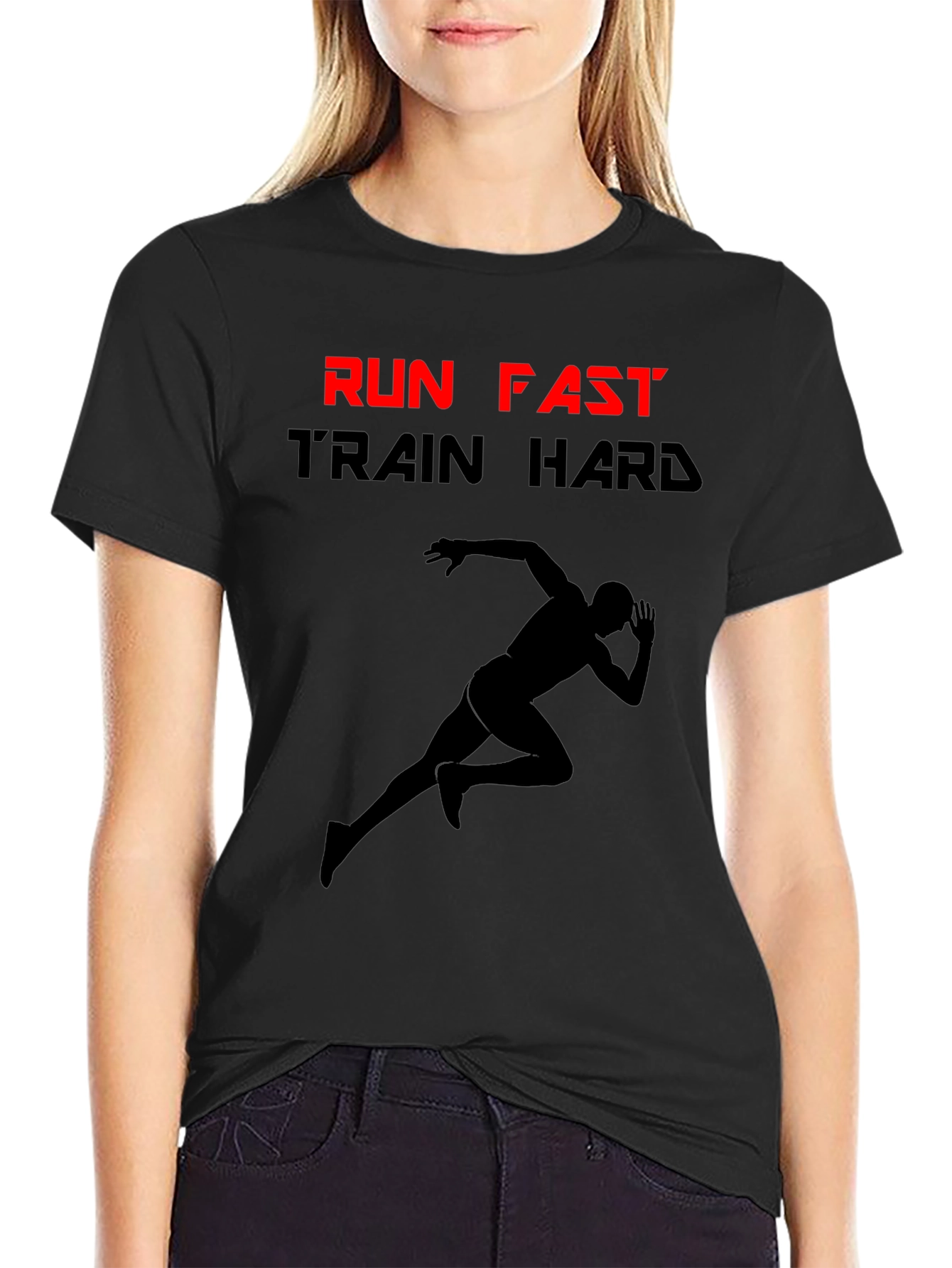 Run Fast Train Hard Black Graphic Tee