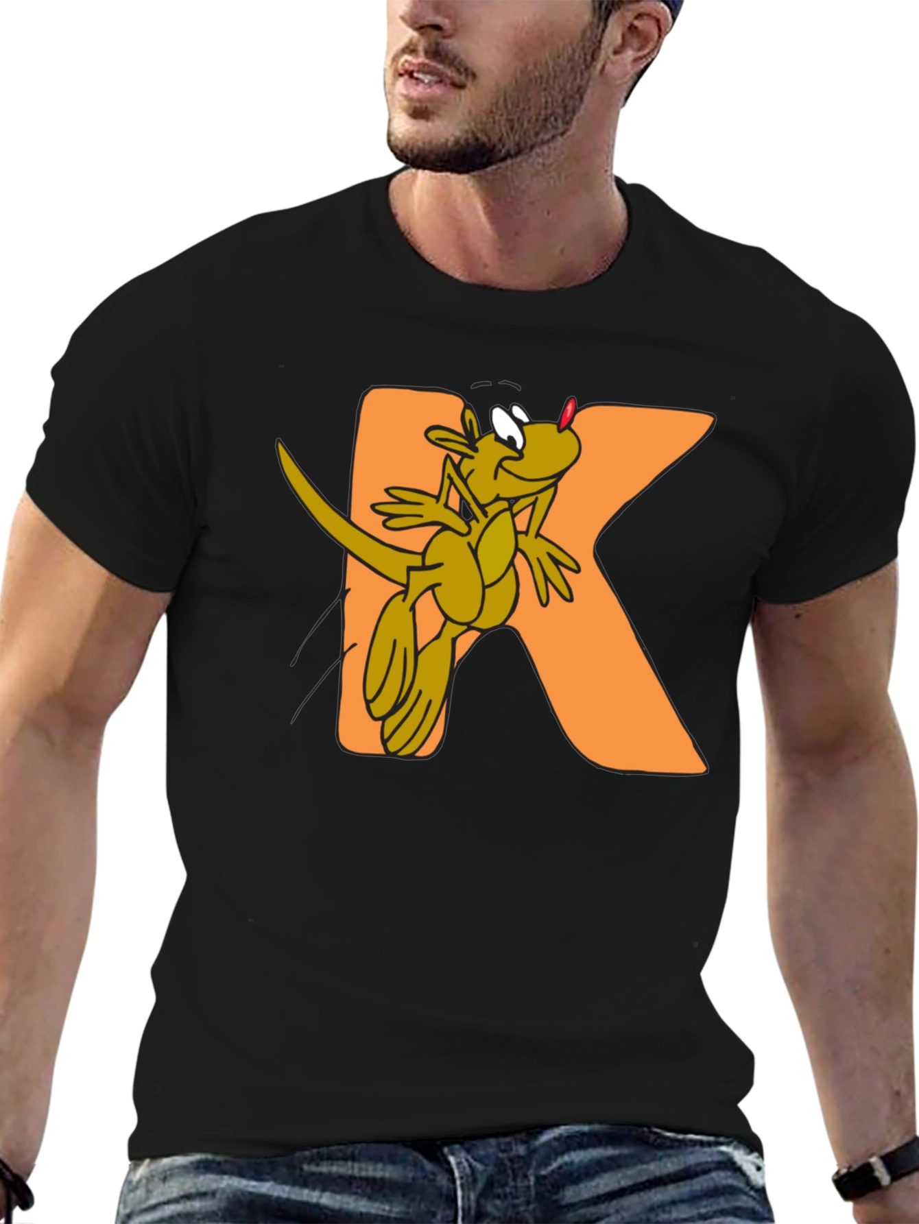 Kangaroo Kidz Black Cotton Graphic Tee
