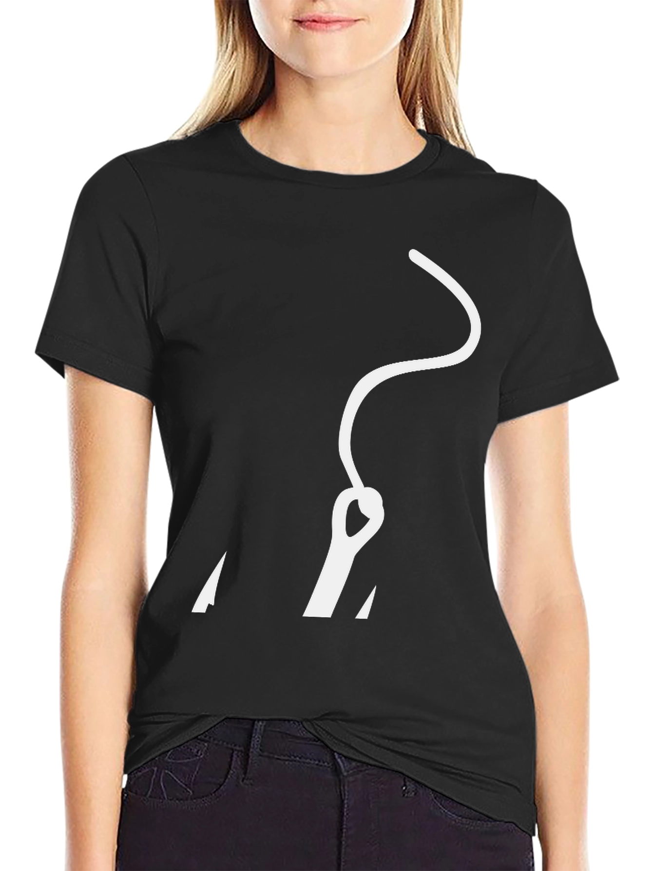 Black T-Shirt with Needle Design