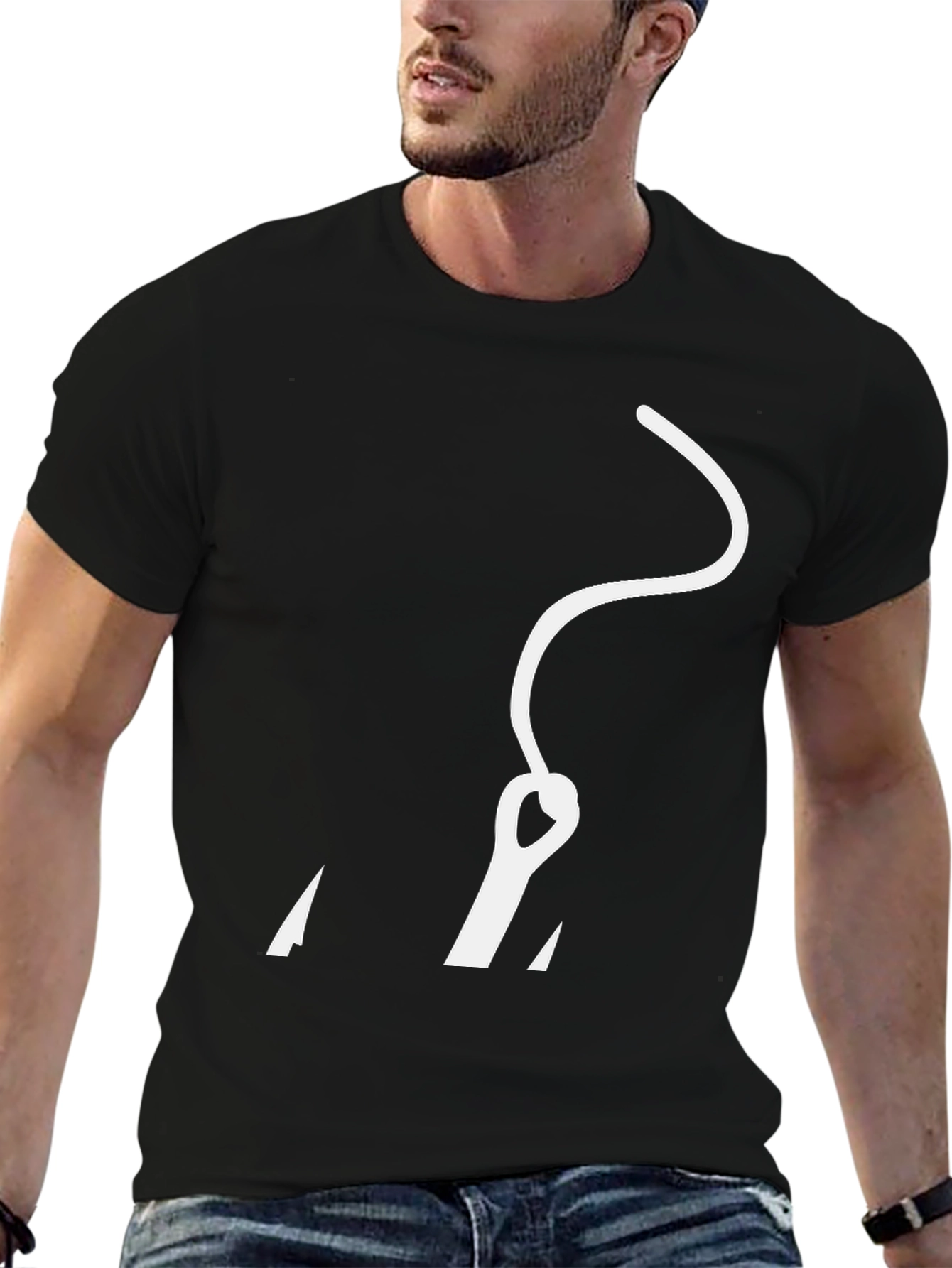 Black T-Shirt with Needle Design