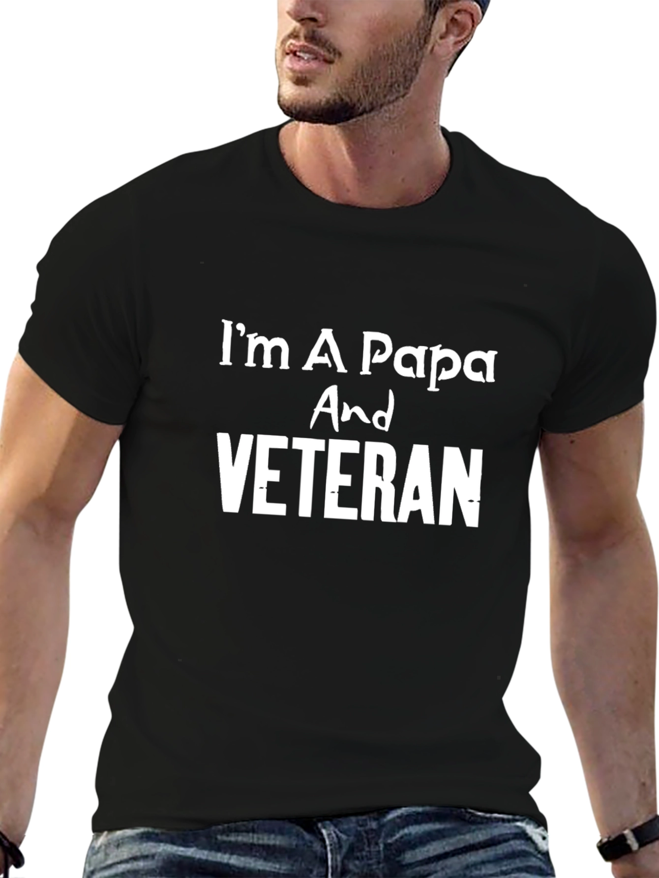 Im A Papa And Veteran Black T-Shirt