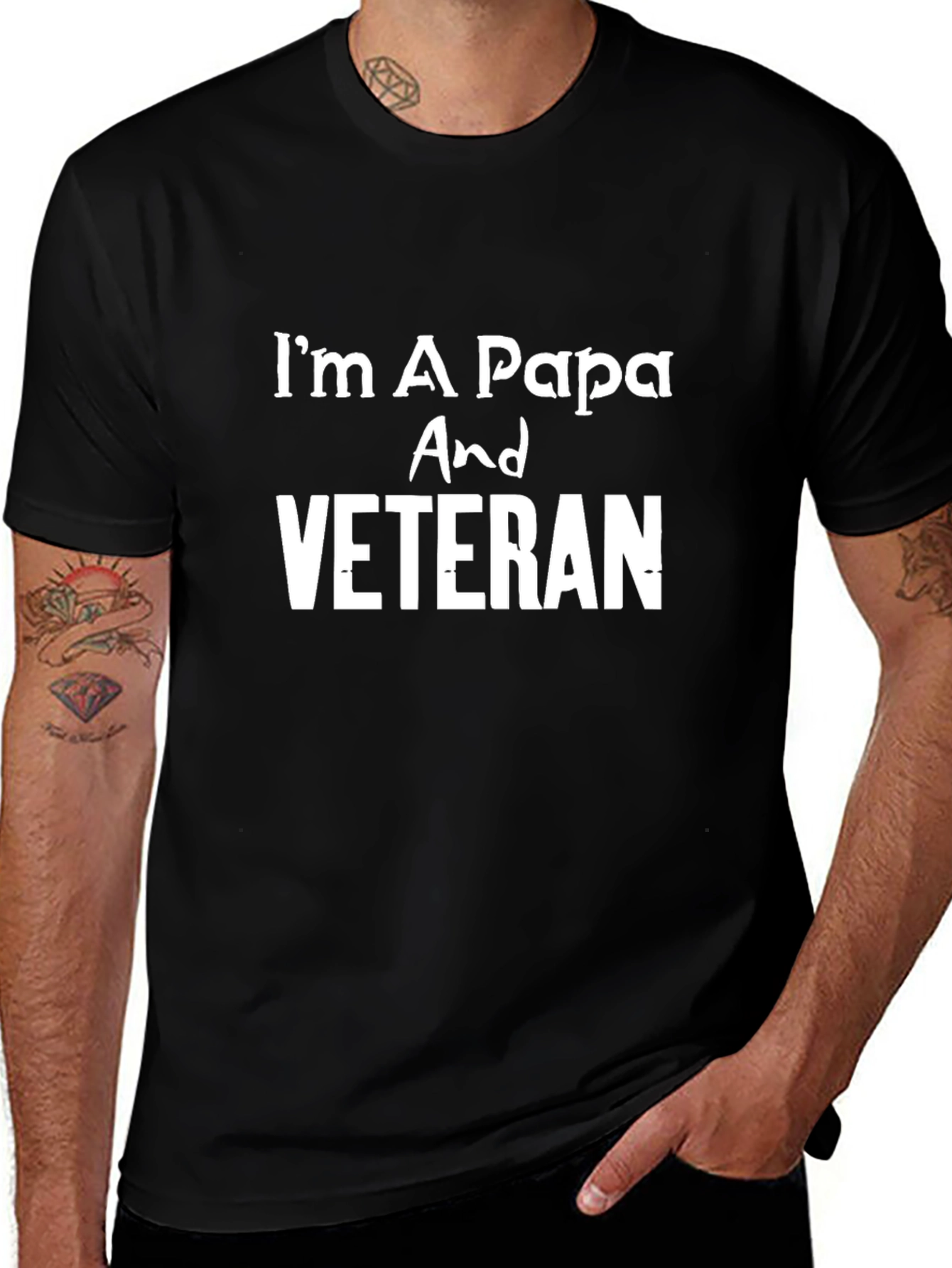 Im A Papa And Veteran Black T-Shirt
