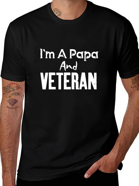 Im A Papa And Veteran Black T-Shirt
