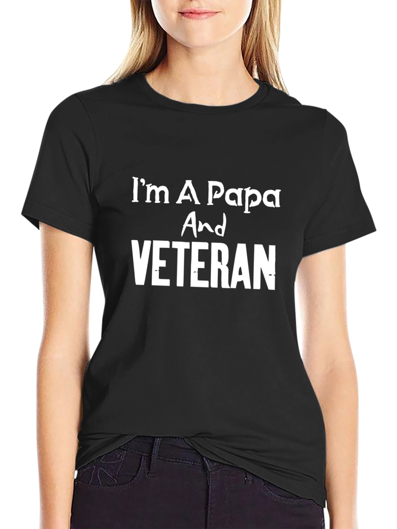 Im A Papa And Veteran Black T-Shirt