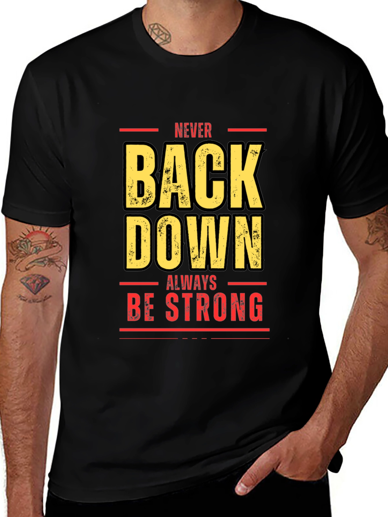 Never Back Down Black Graphic Tee