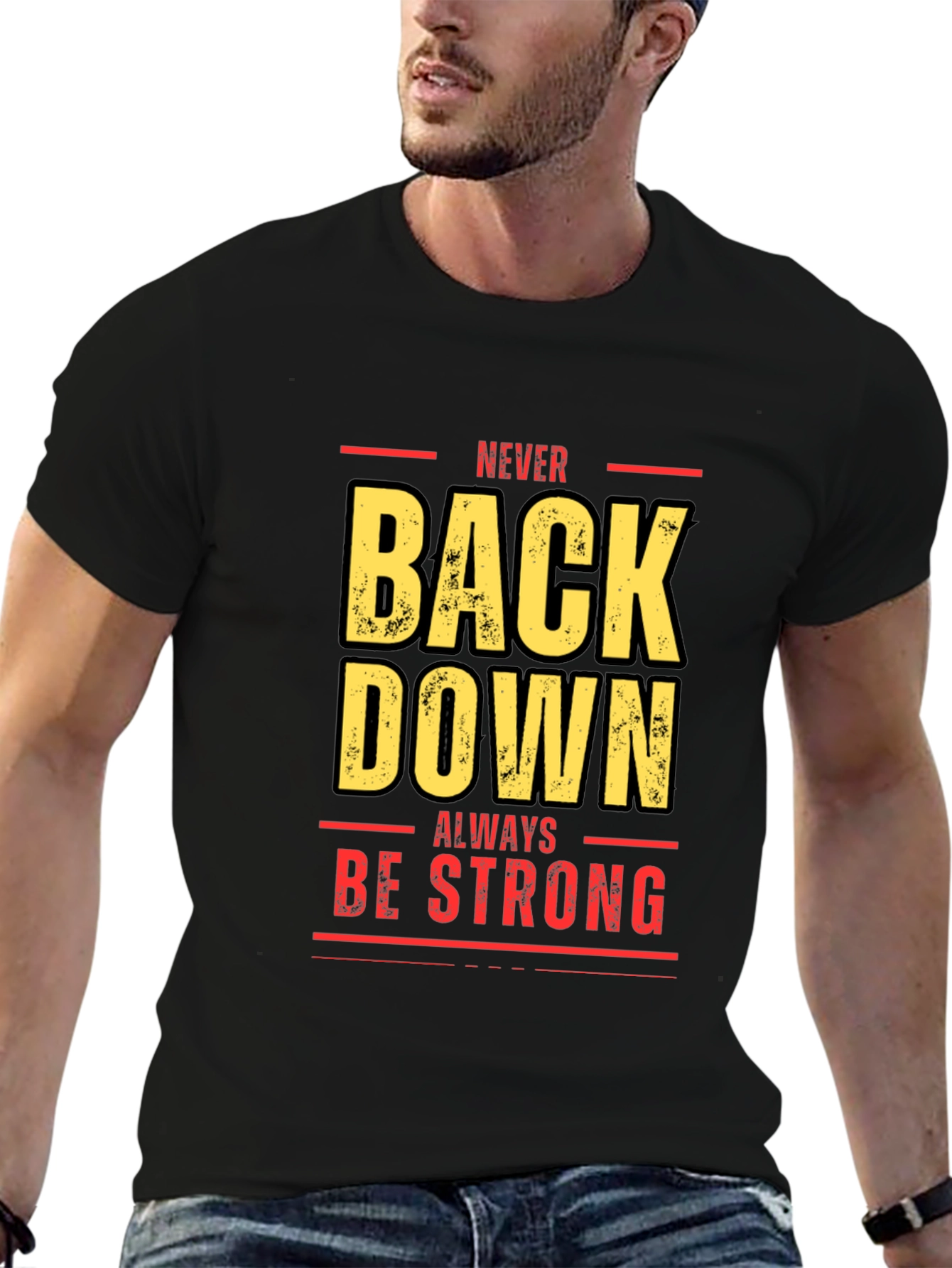 Never Back Down Black Graphic Tee