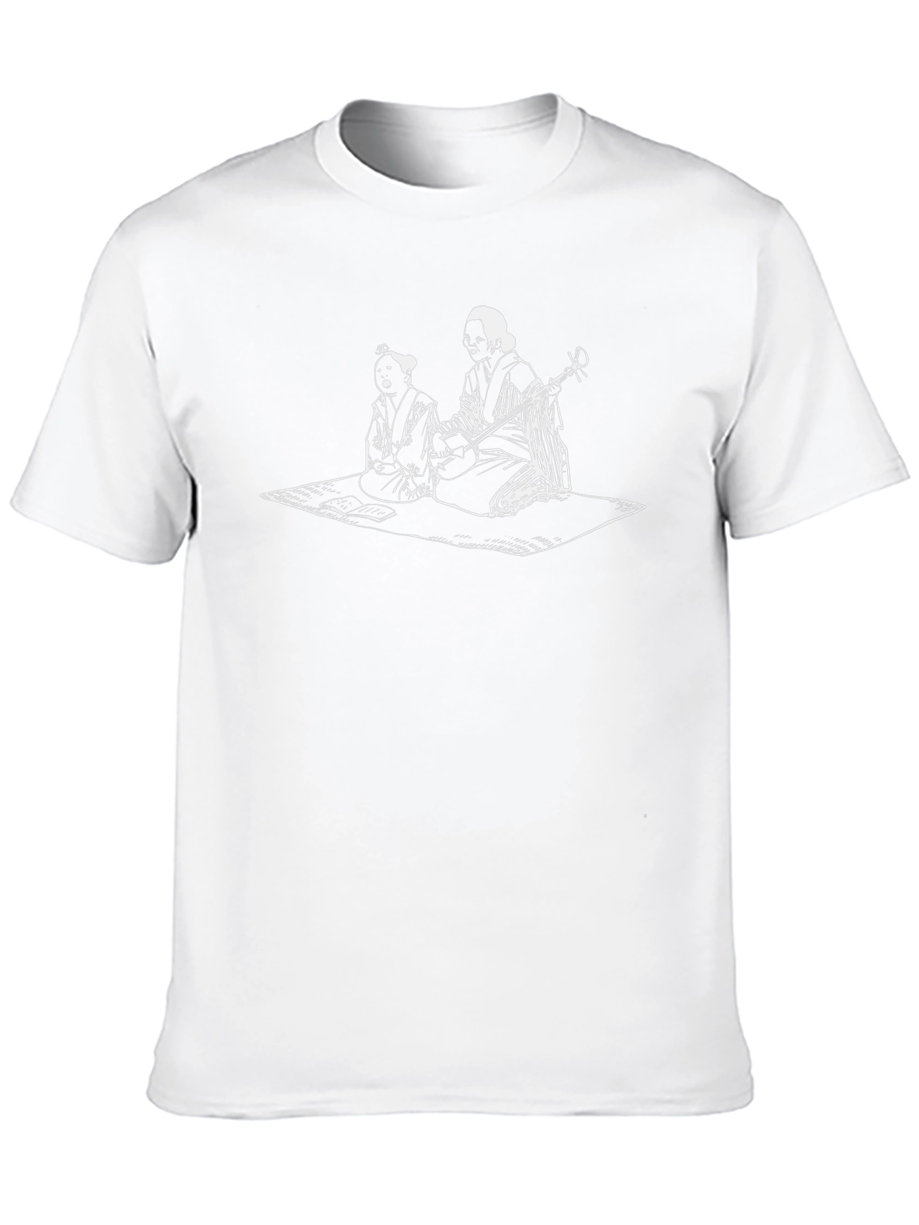 Black T-Shirt with Japanese Art Graphic Print