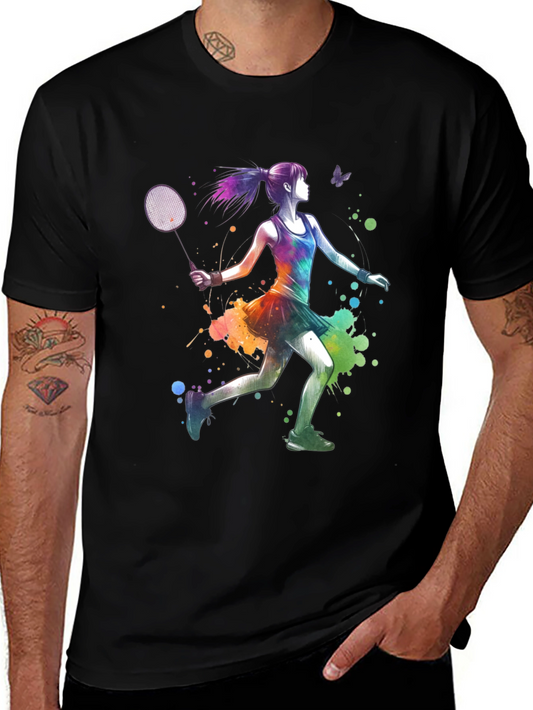 Watercolor Badminton Player Graphic Tee