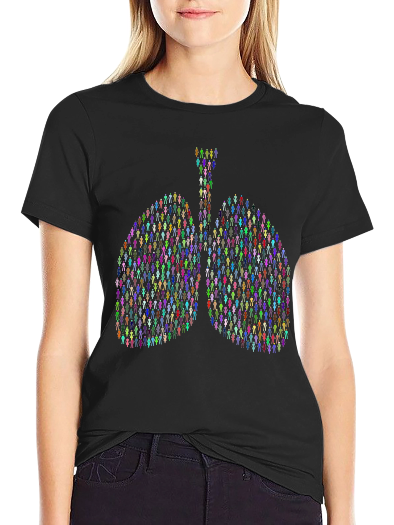 Human Lungs Graphic Tee - Black Cotton T-Shirt