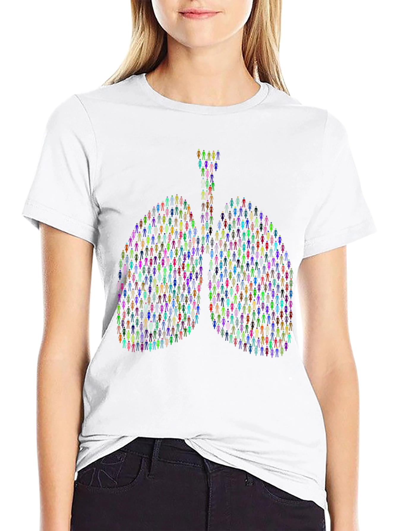 Human Lungs Graphic Tee - Black Cotton T-Shirt