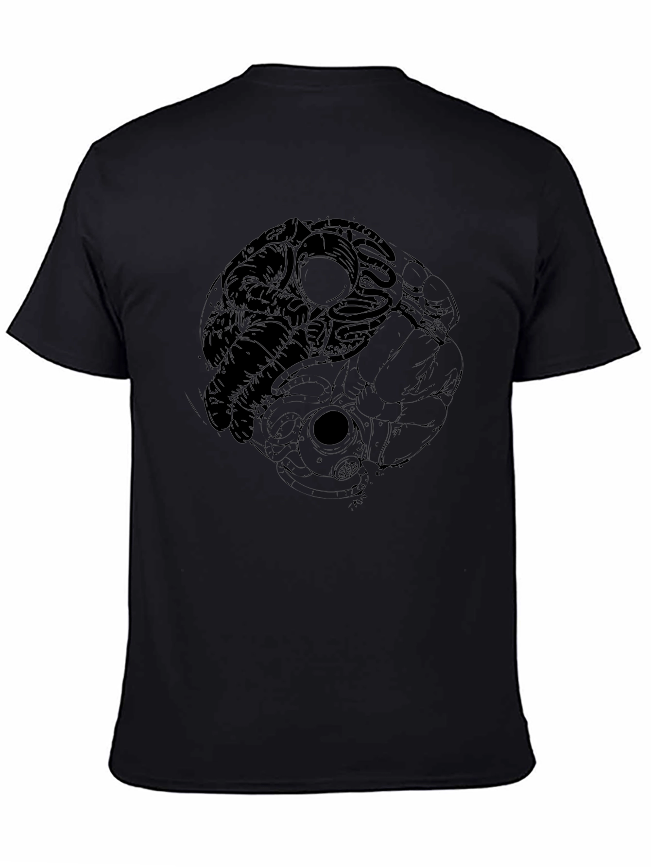 Astronaut Yin Yang Black T-Shirt - Space Design