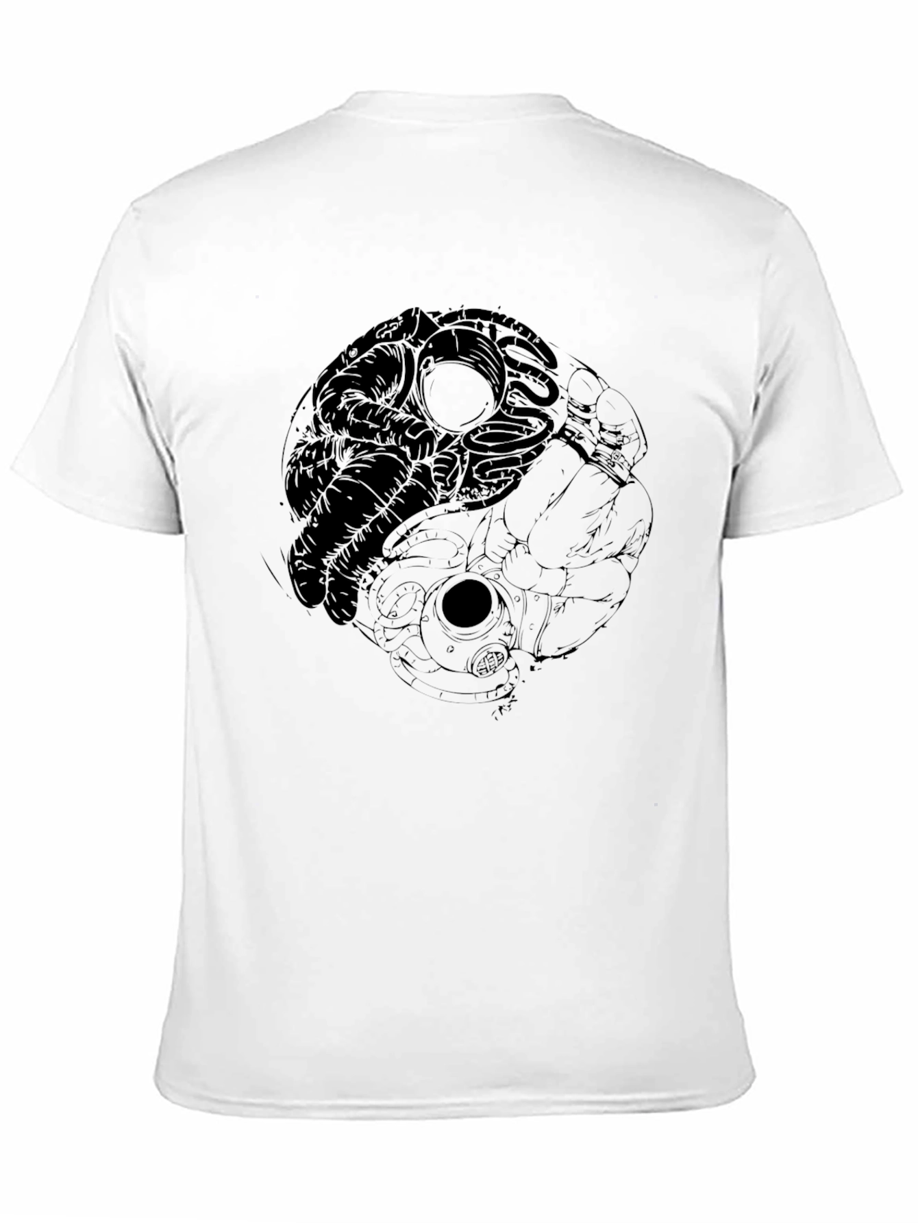 Astronaut Yin Yang Black T-Shirt - Space Design