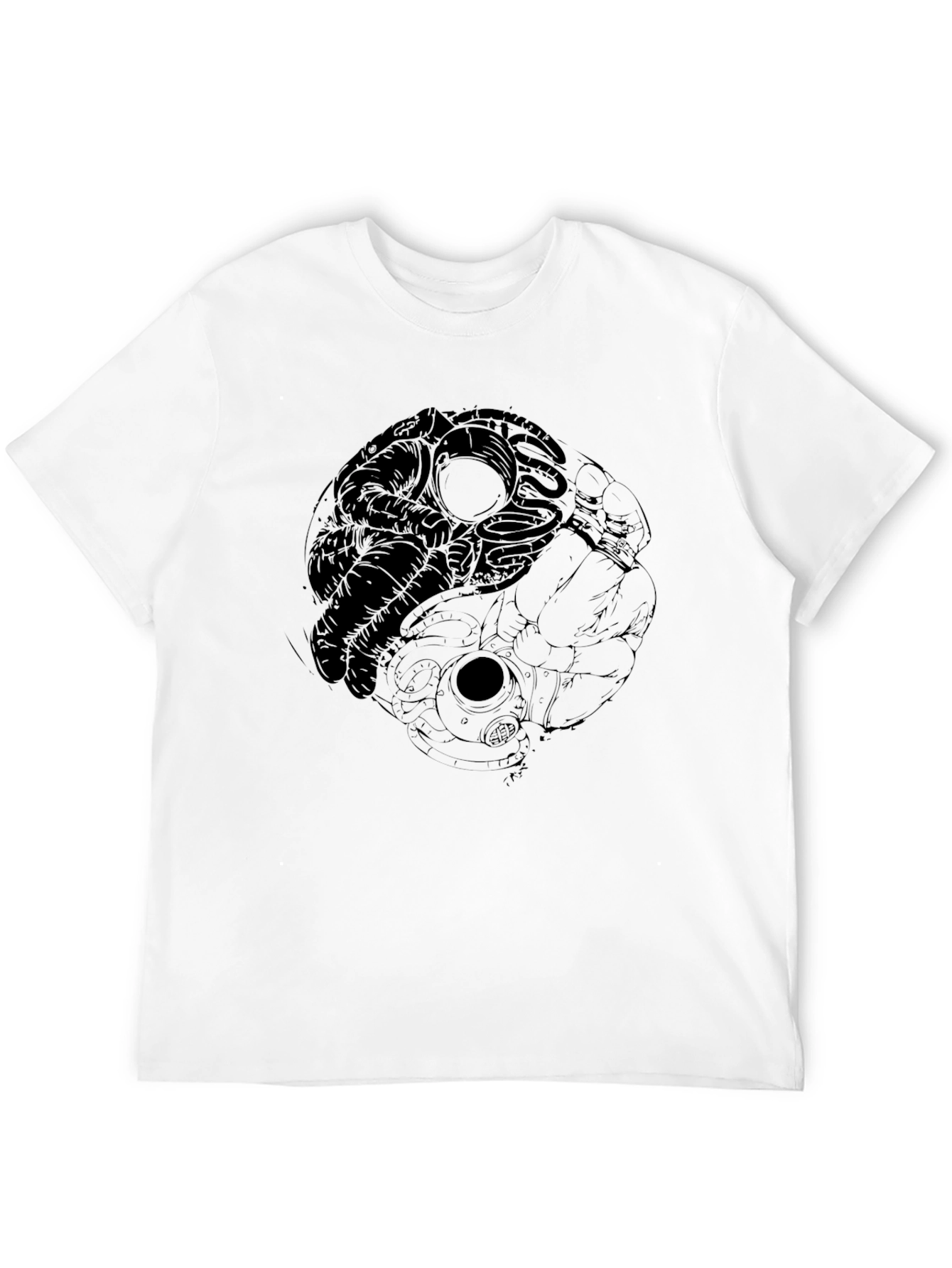Astronaut Yin Yang Black T-Shirt - Space Design