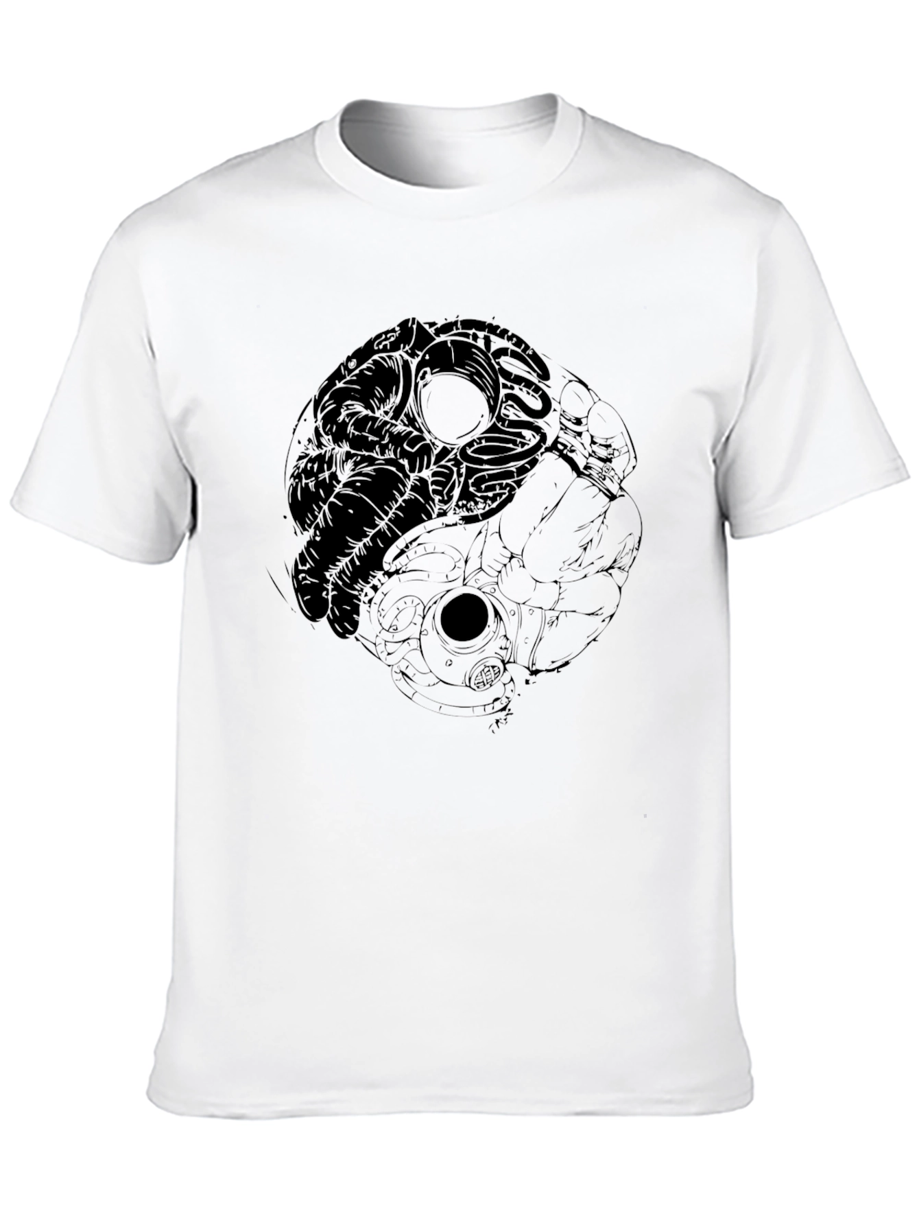 Astronaut Yin Yang Black T-Shirt - Space Design