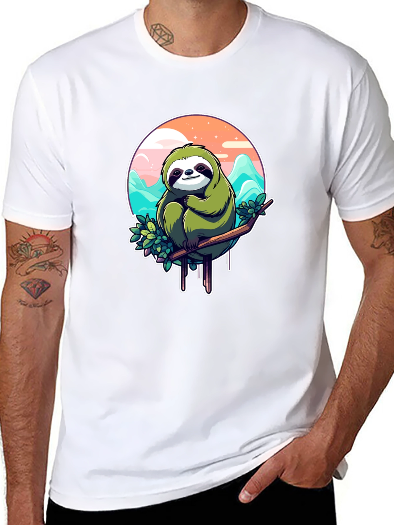 Sloth Graphic Tee - Relaxed Fit Black T-Shirt