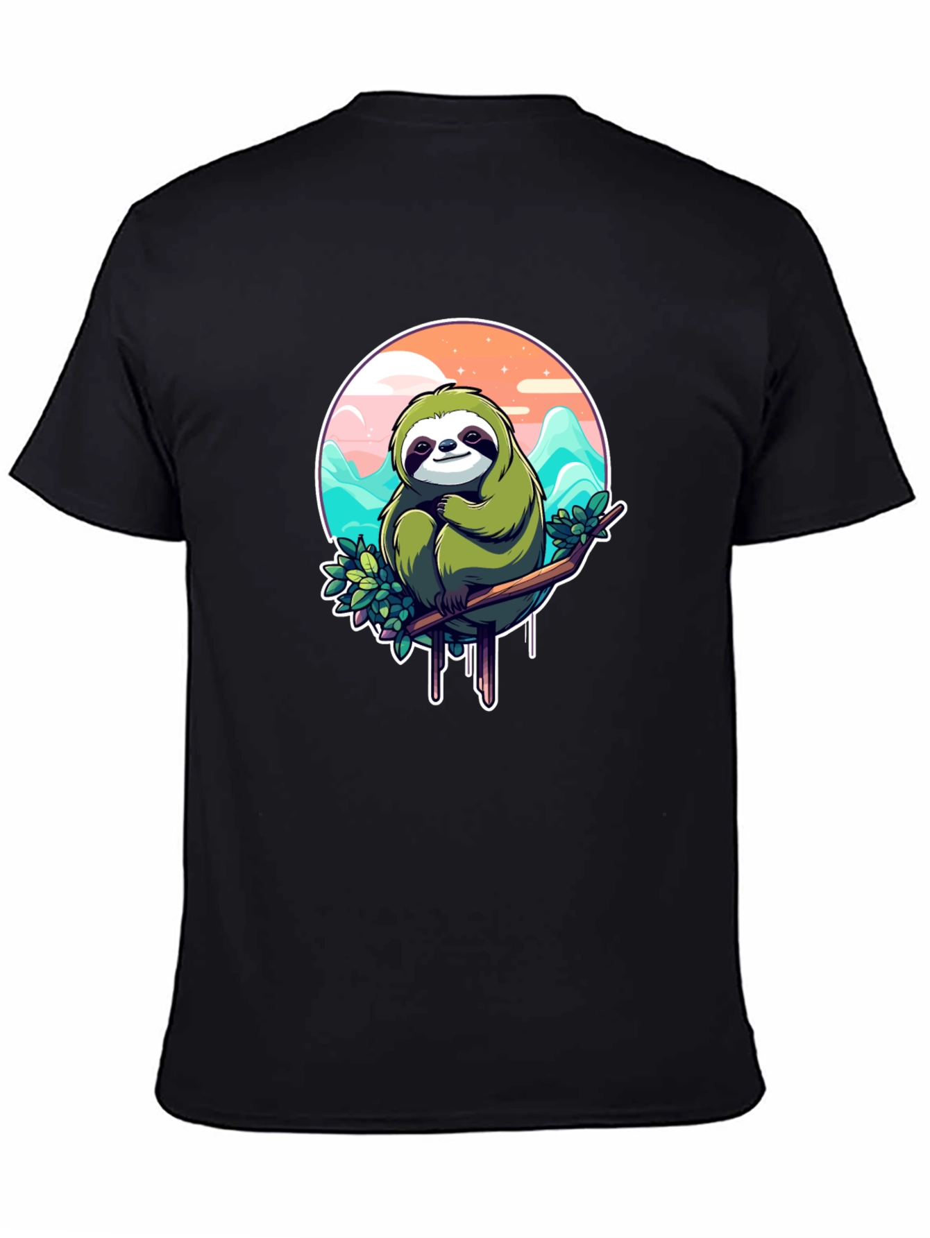 Sloth Graphic Tee - Relaxed Fit Black T-Shirt