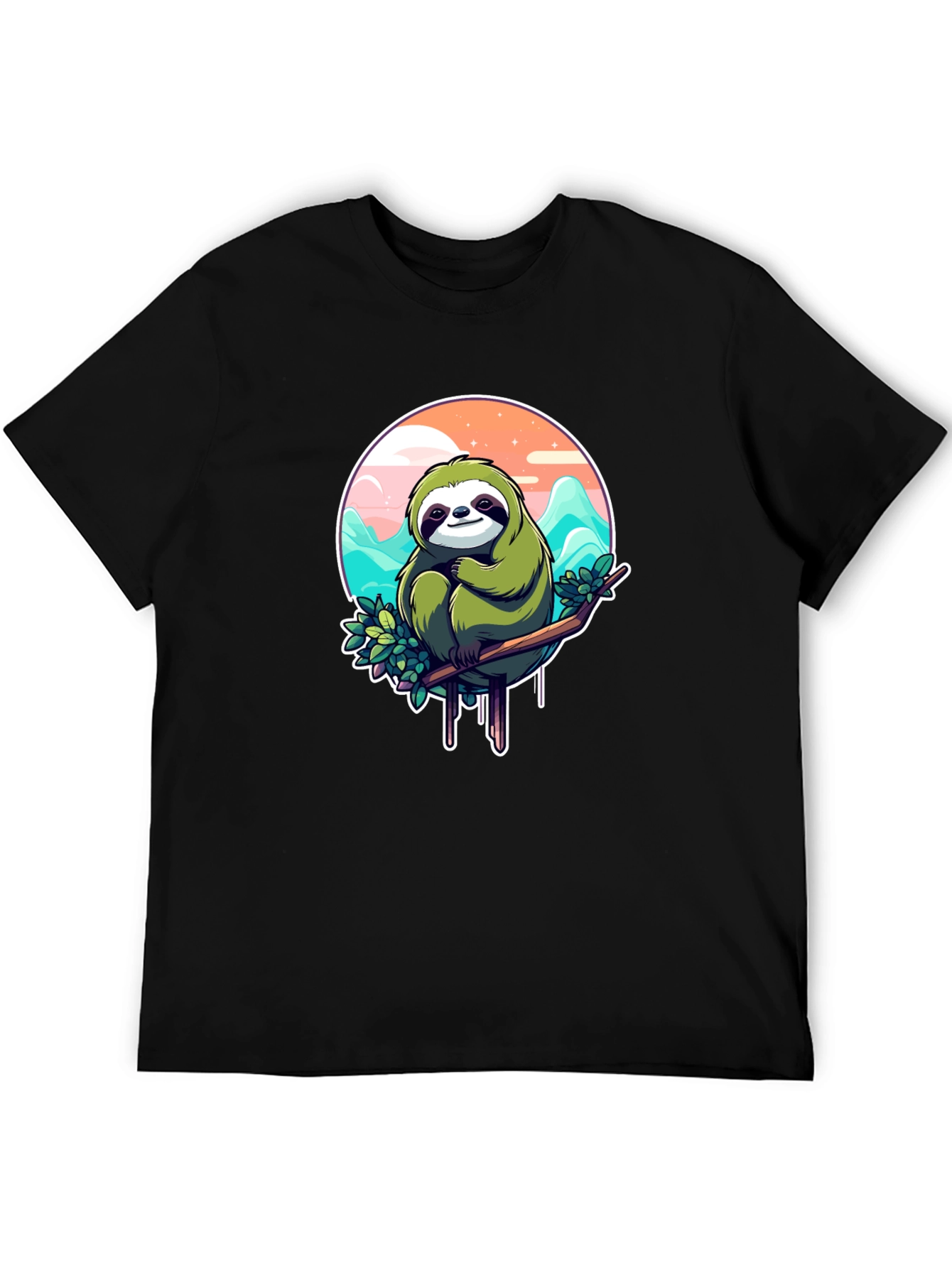 Sloth Graphic Tee - Relaxed Fit Black T-Shirt